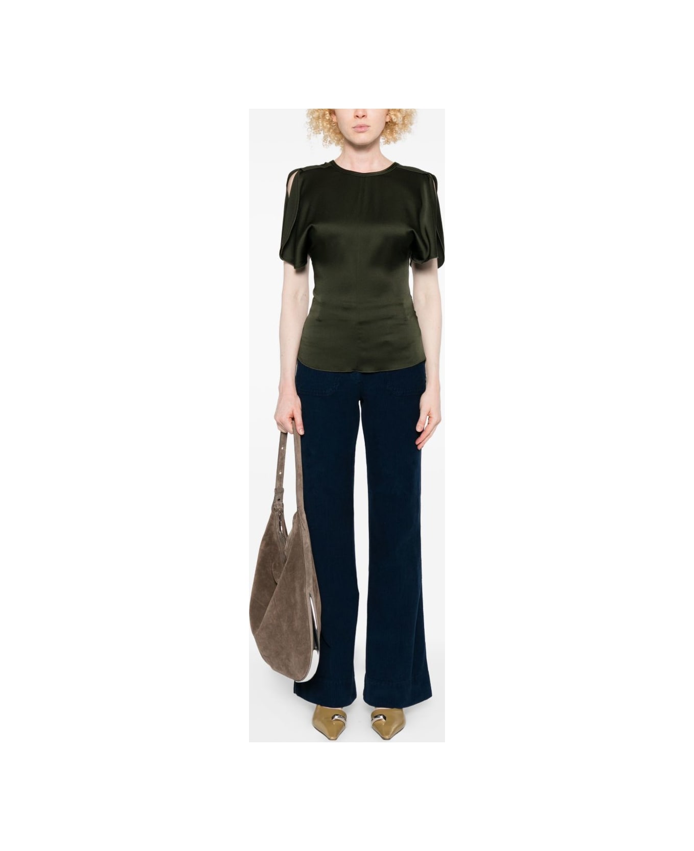 Victoria Beckham Blue Corduroy Trousers - Blue