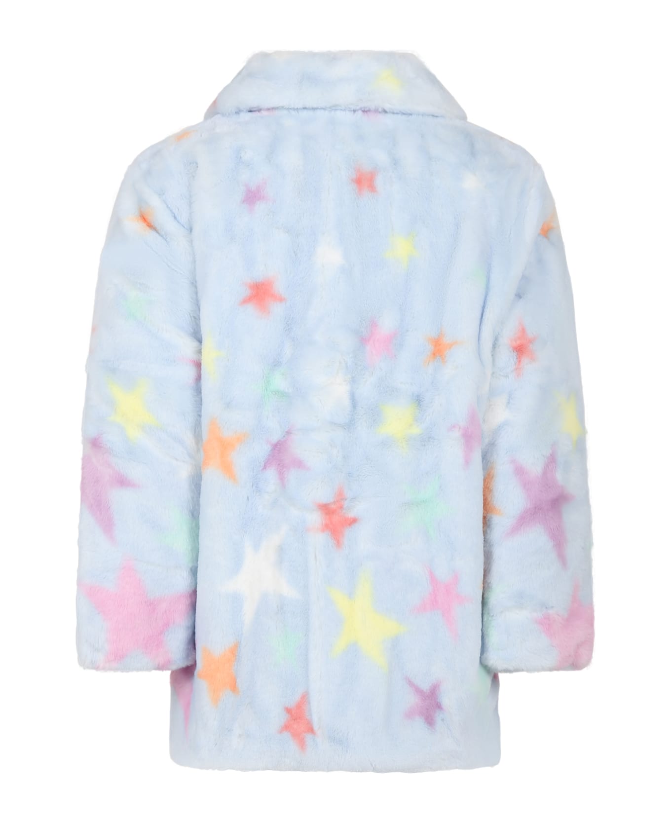 Stella McCartney Kids Light Blue Coat For Girl With Stars - Light Blue