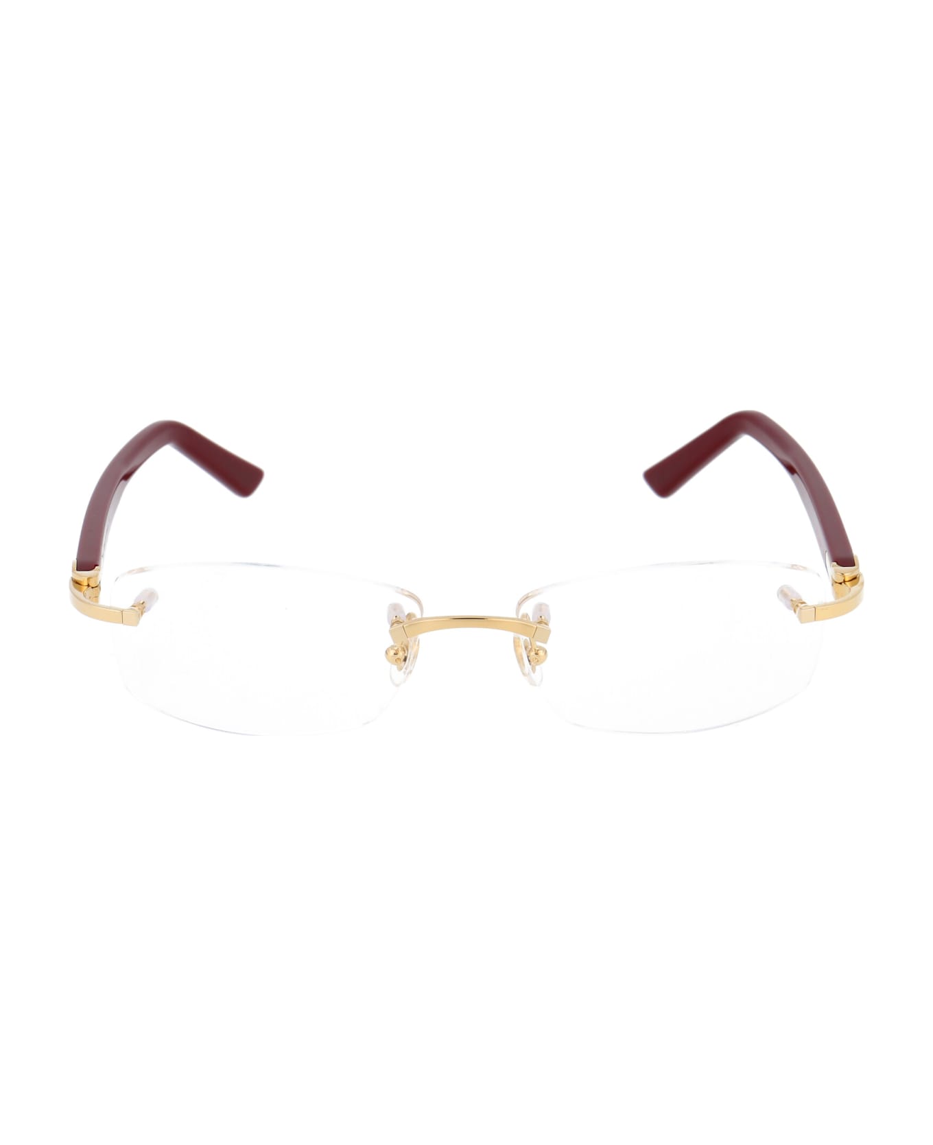 Cartier Eyewear Ct0048o Glasses - 006 GOLD BURGUNDY TRANSPARENT