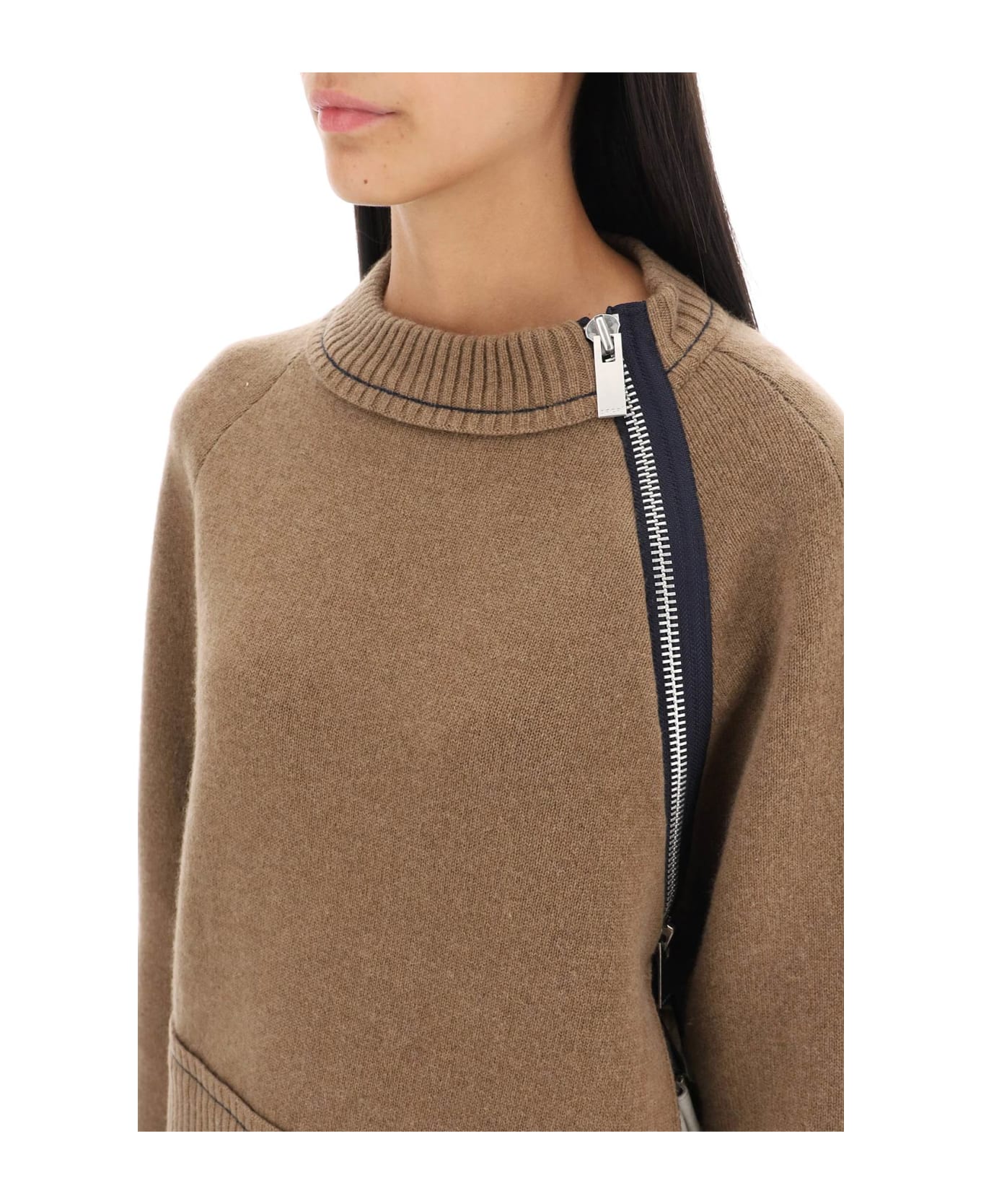 Sacai Cashmere Cotton Sweater - Beige ニットウェア