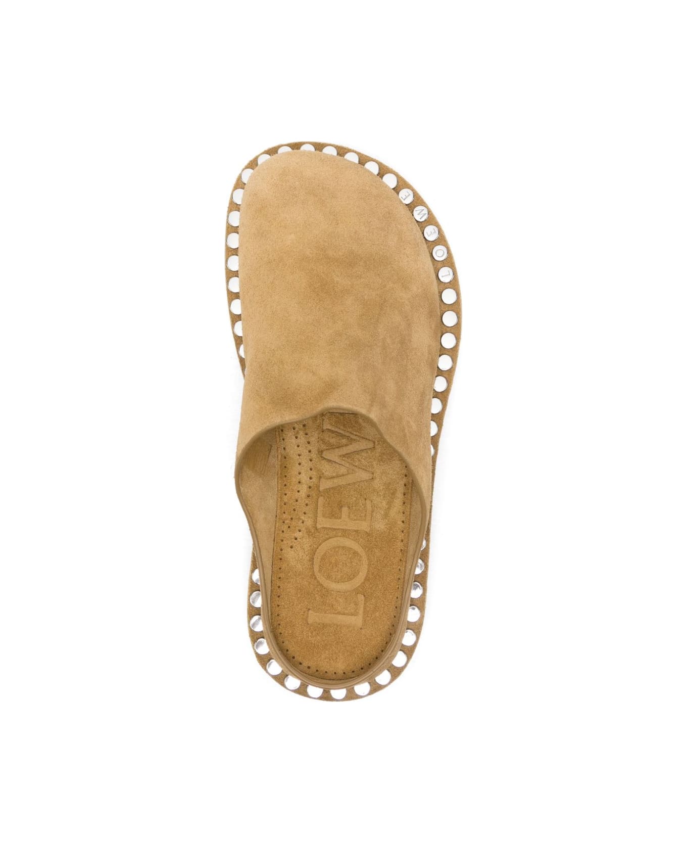 Loewe Rivet Suede Mules - Beige