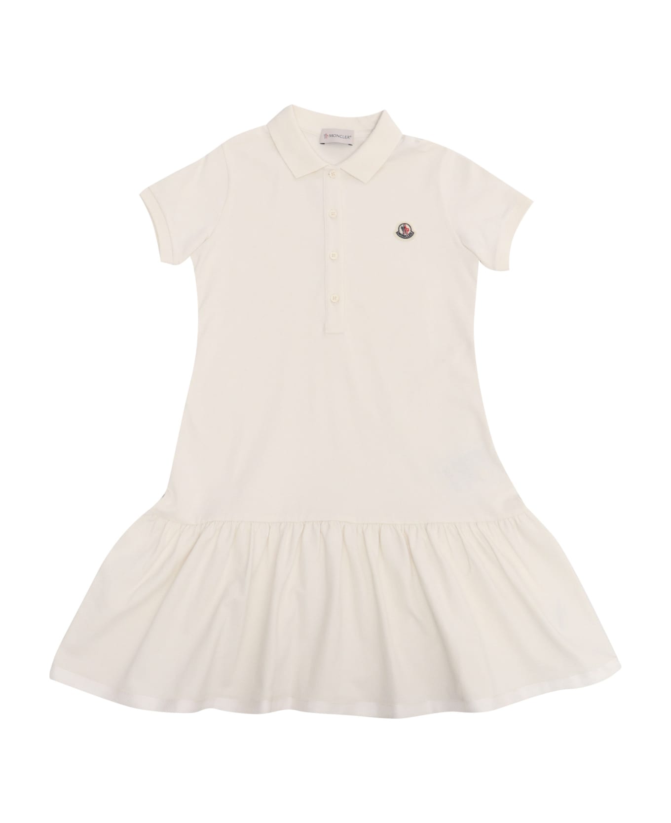 Moncler White Dress With Logo - WHITE ワンピース＆ドレス