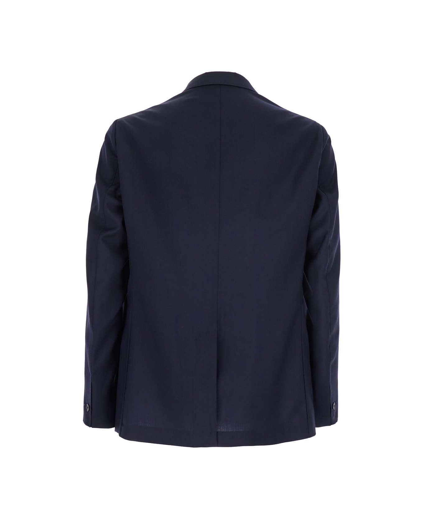 Low Brand Blue Double-breasted Jacket With Peak Revers And Embroidery Detail On The Front In Wool Man - Blu