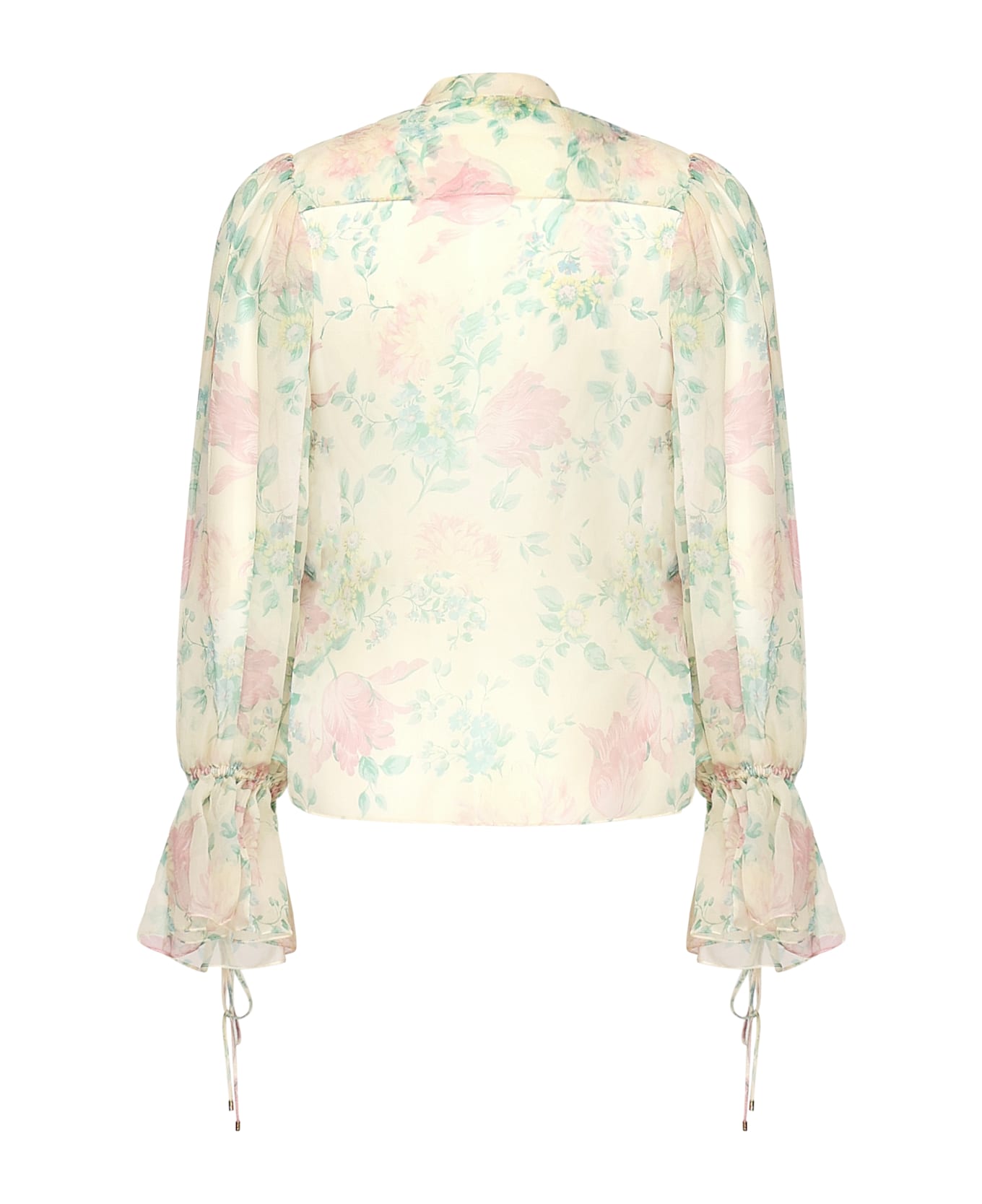 Chloé Peony Print Blouse In Silk Muslin - Beige