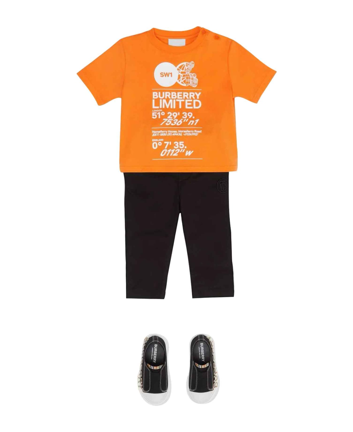 Burberry Orange T-shirt Trunks Boy . - Arancio
