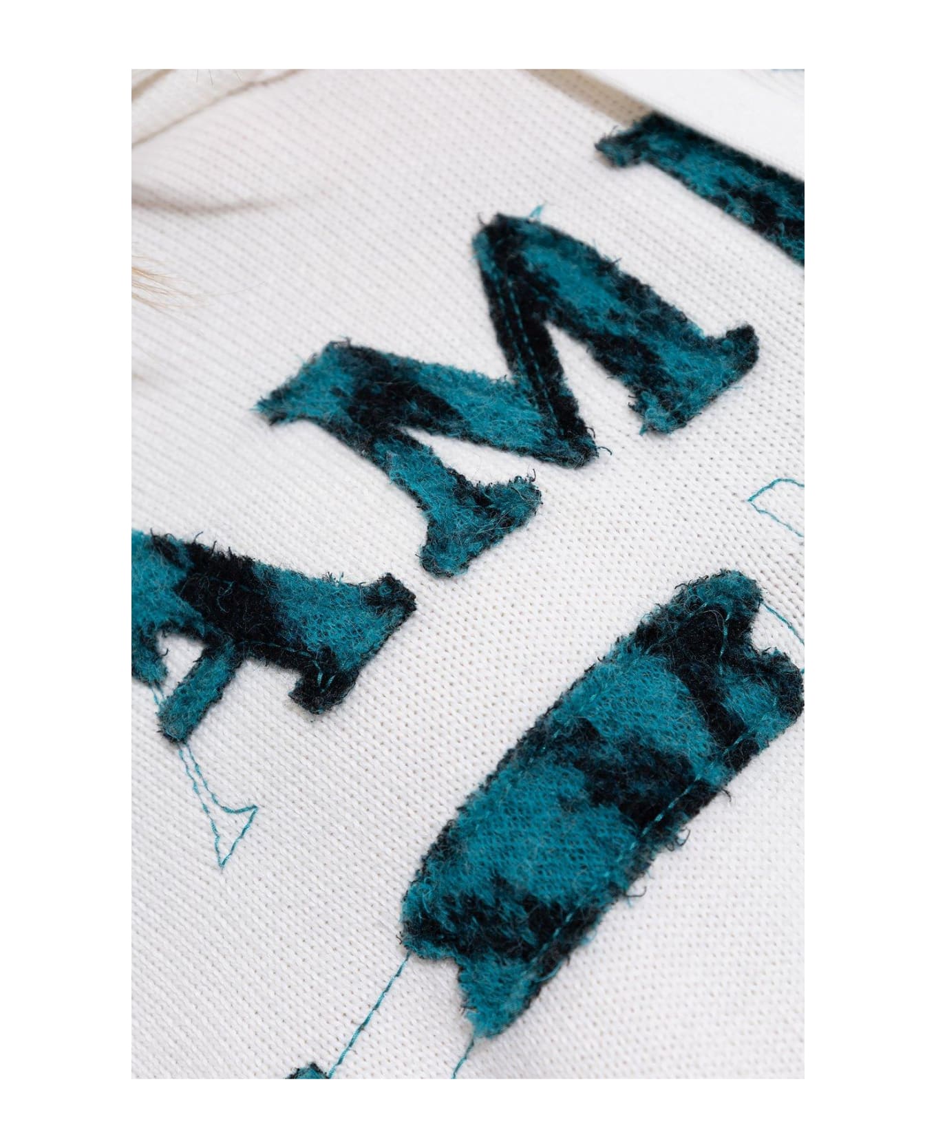 AMIRI Logo Patch Knitted Drawstring Hoodie - WHITE フリース
