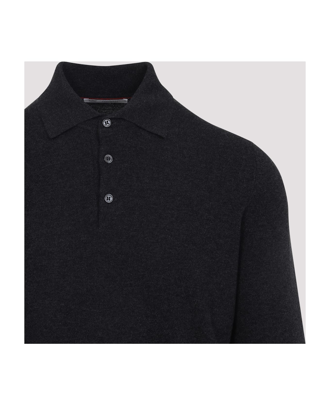 Brunello Cucinelli Cashmere Ls Polo - Carbone