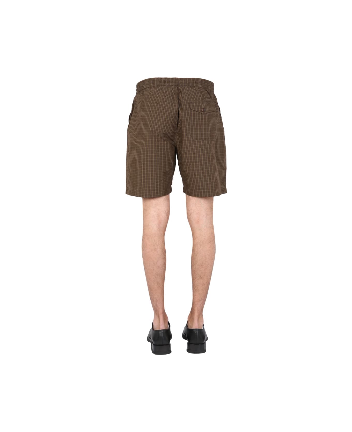 Universal Works Bermuda With Check Pattern - BROWN