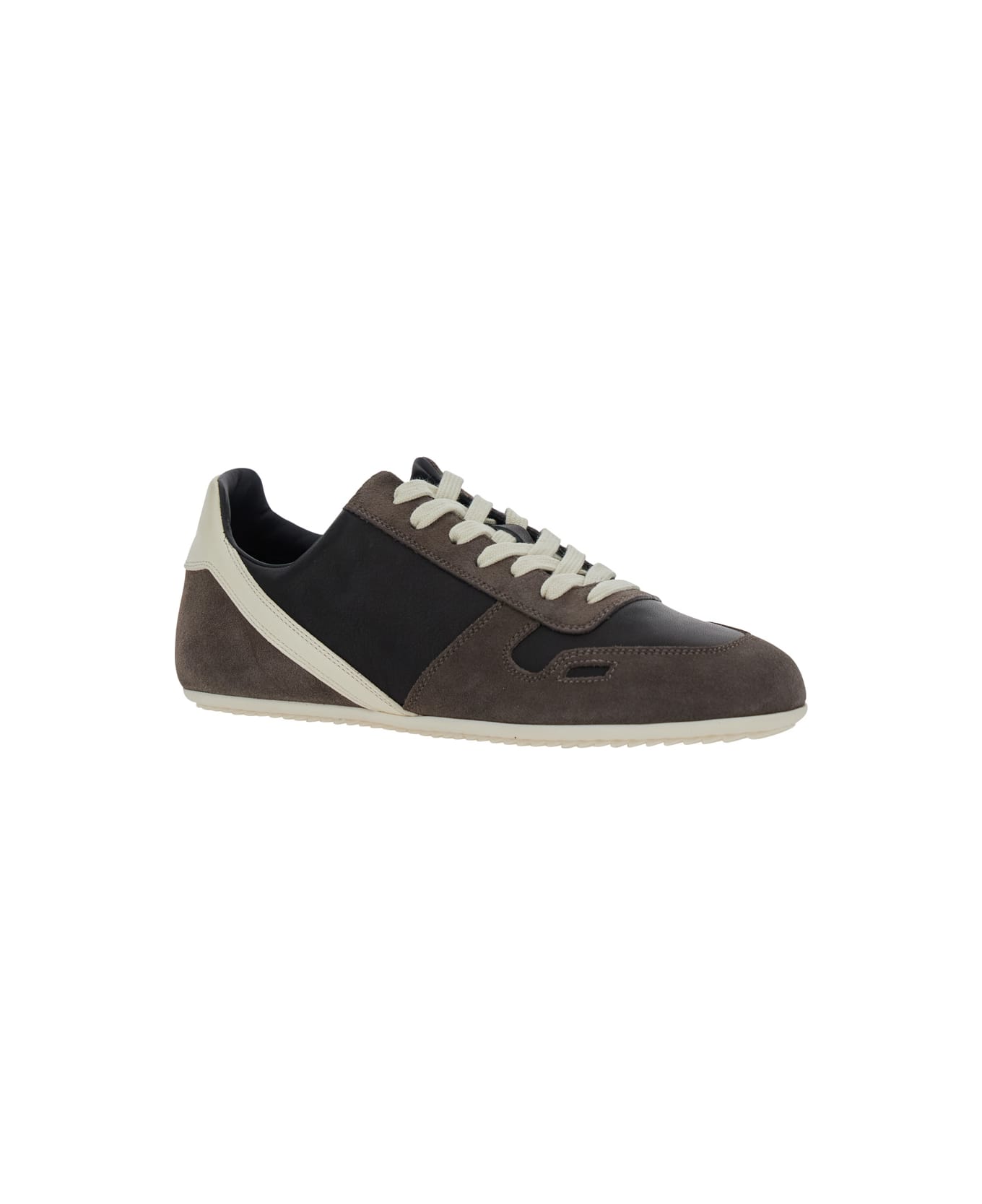 Rick Owens Black Low-top Sneakers With Suede Inserts In Leather Woman - Black