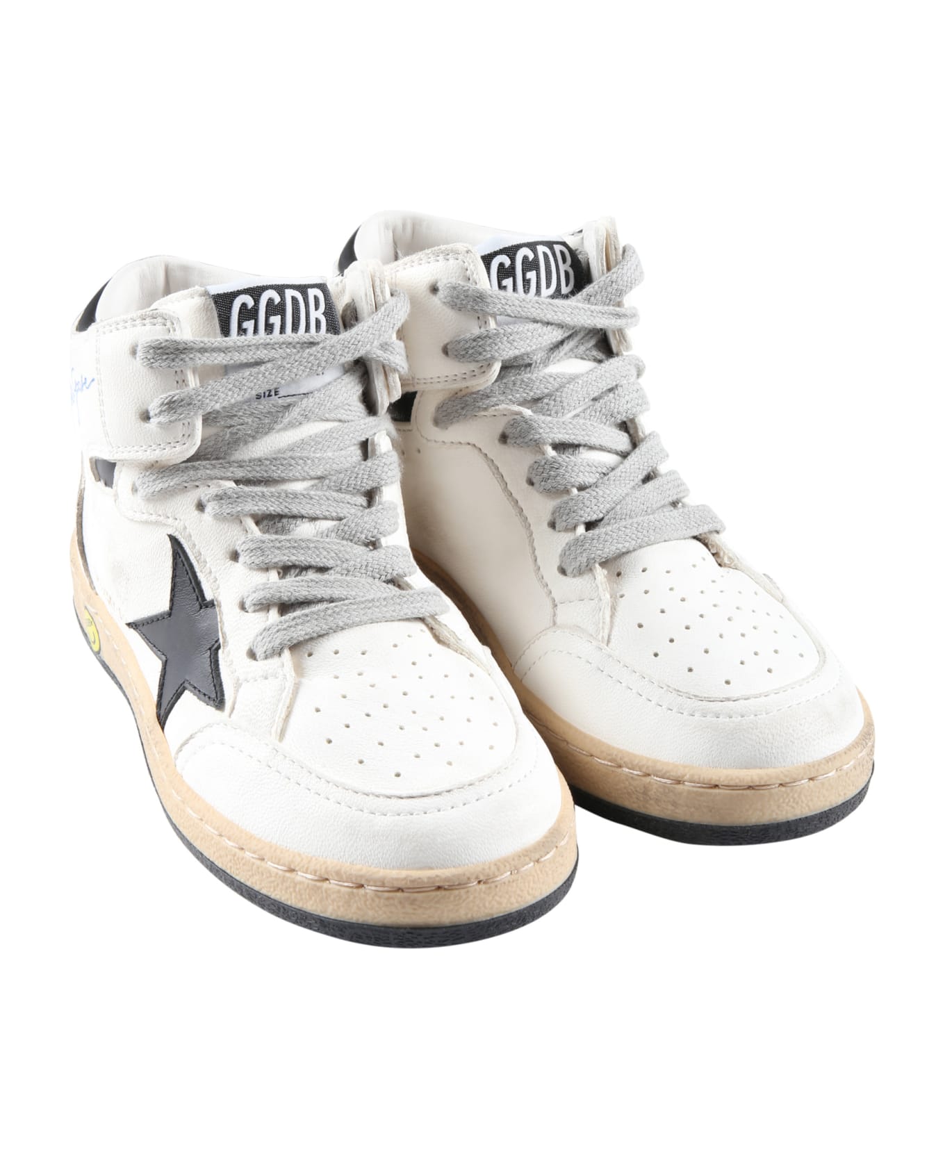 Golden Goose White Sneakers For Boy With Star And Logo - White