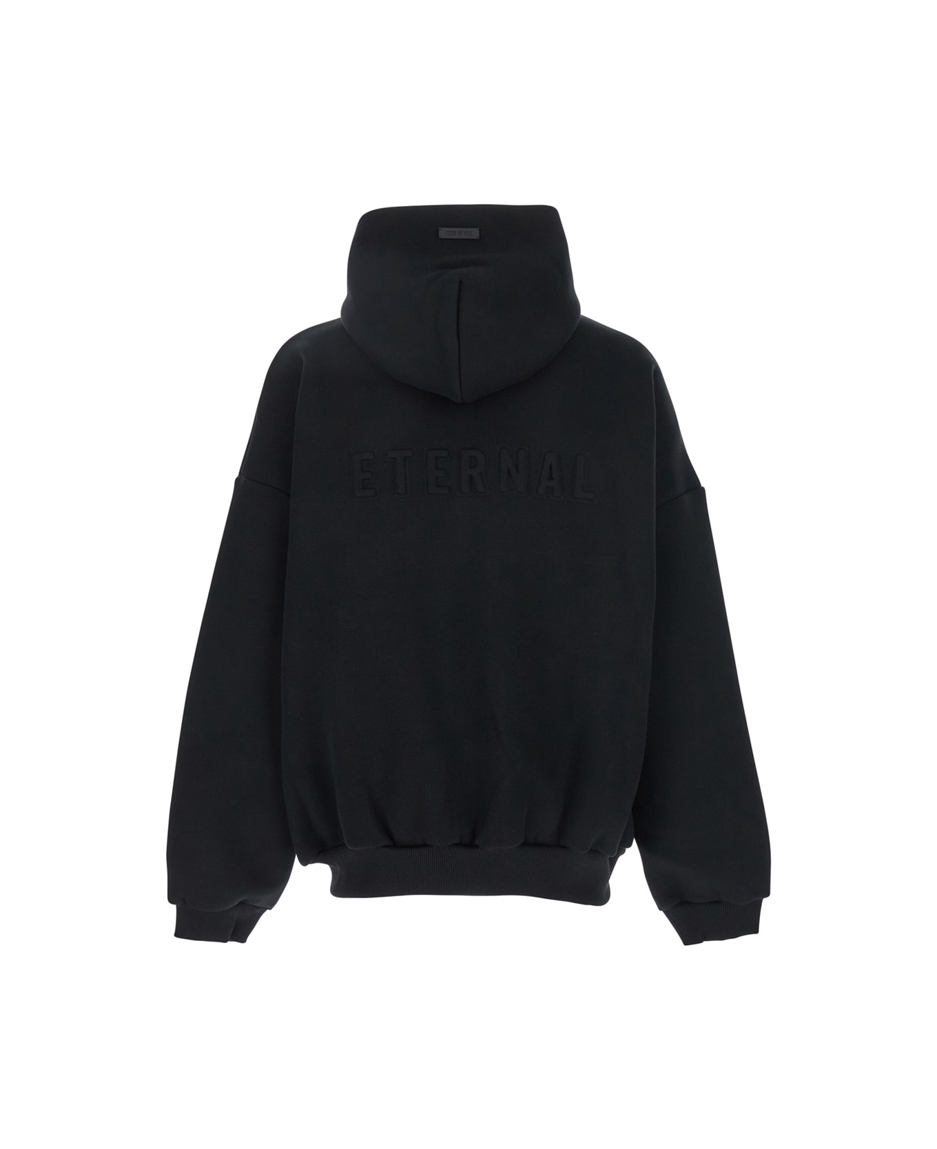 Fear of God Black Hoodie With Zip Closure And Eternal Writing On The Back In Cotton Blend Man - Black