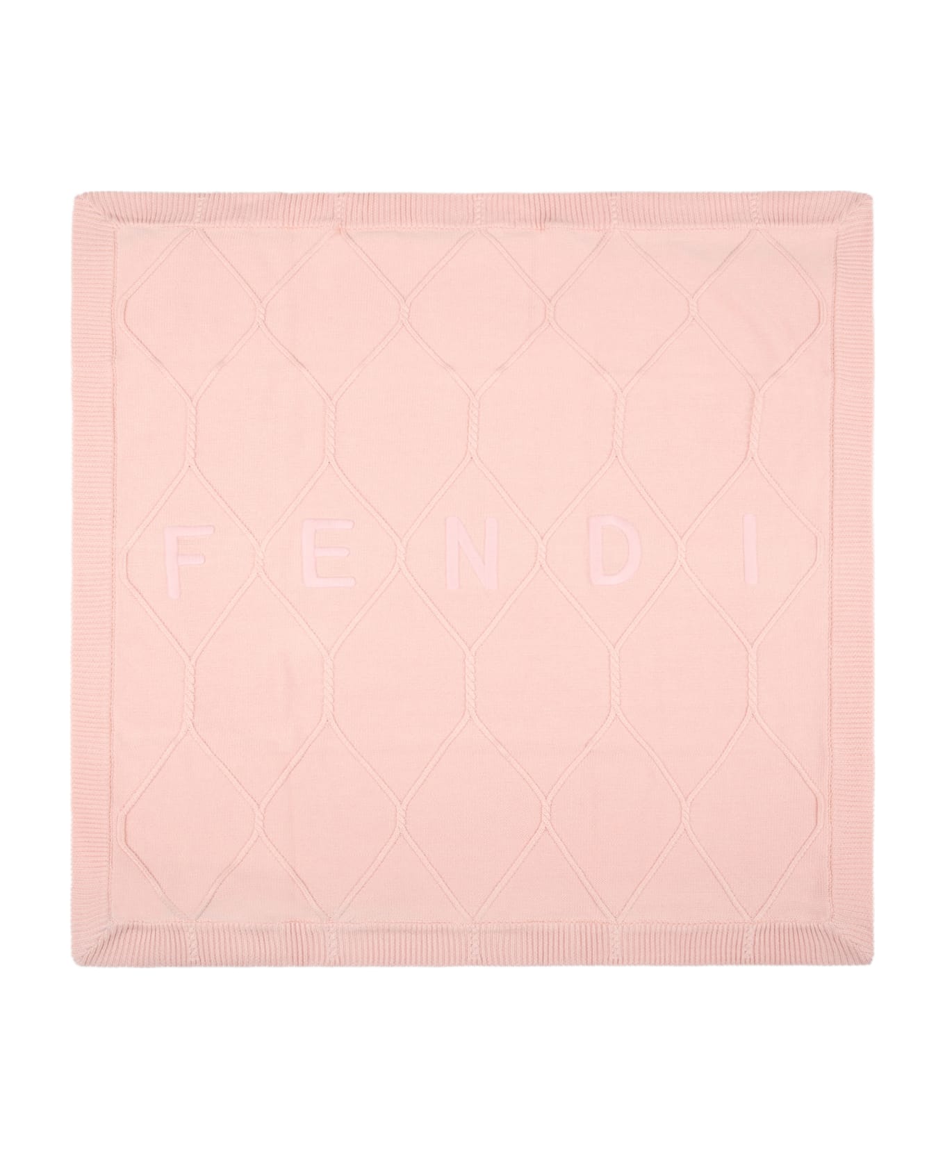 Fendi Pink Blanket For Baby Girl With Logo - Pink アクセサリー＆ギフト