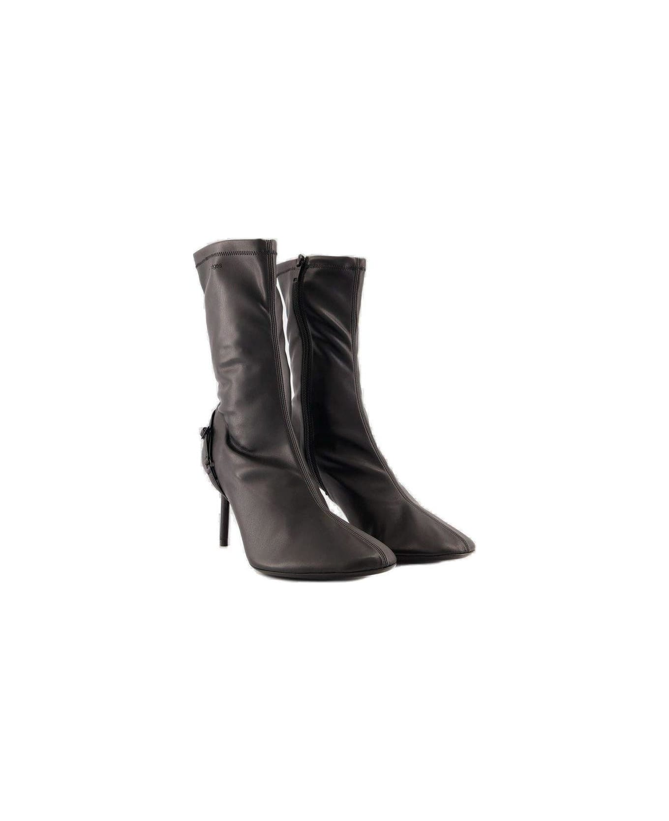 Courrèges Oblique Zipped Boots - BLACK