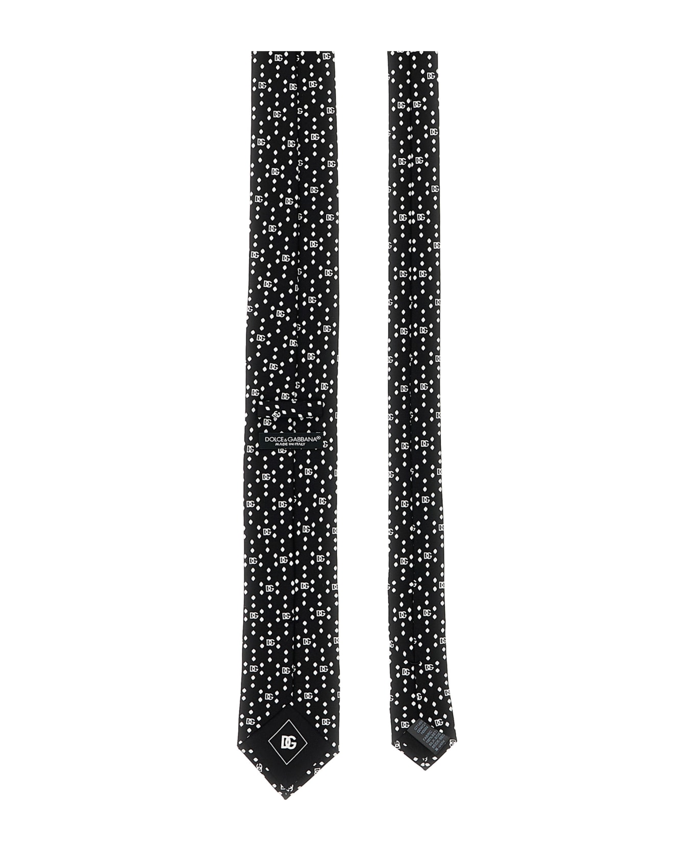 Dolce & Gabbana Logo Print Tie - White/Black ネクタイ