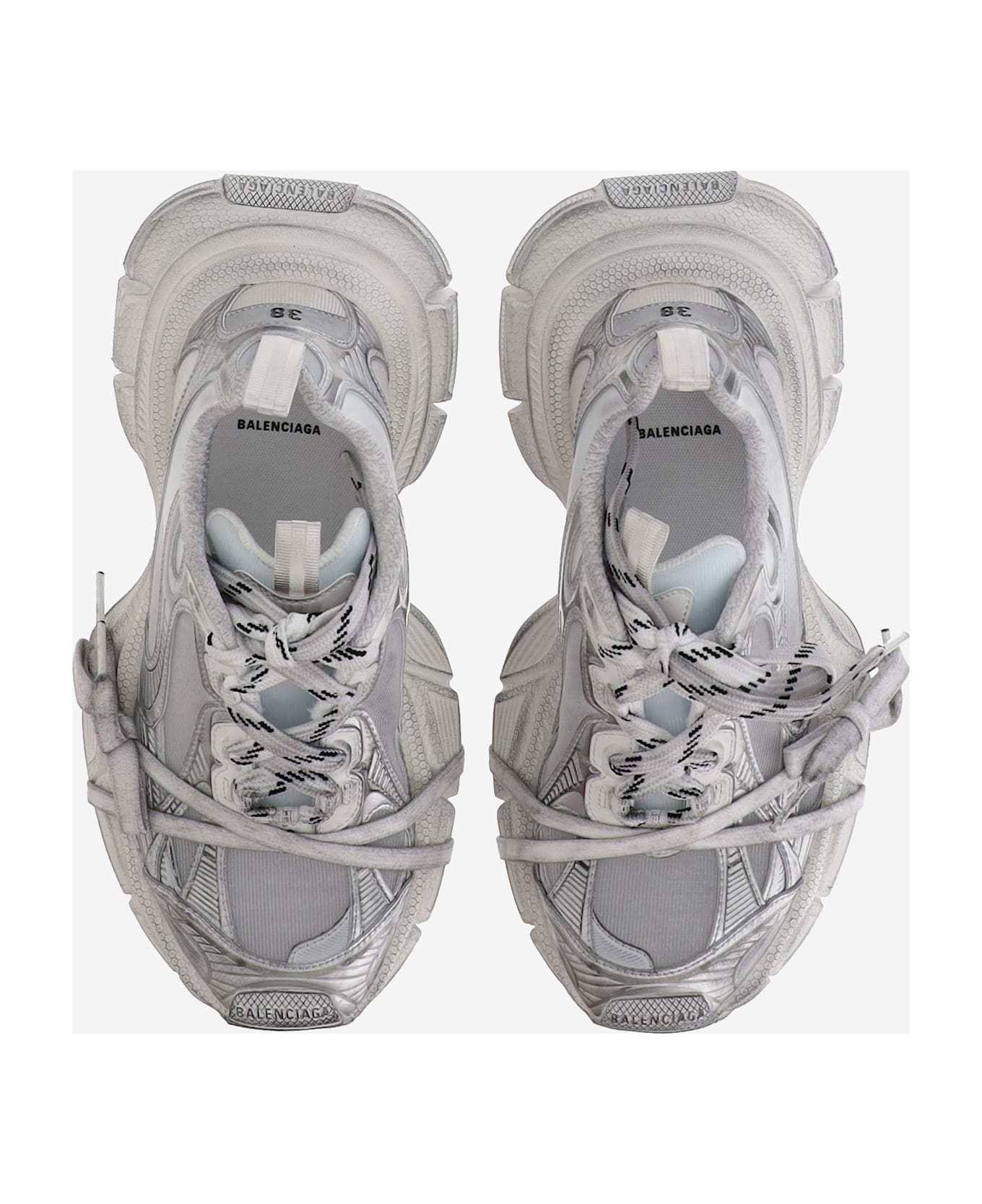 Balenciaga Multicolor Synthetic Leather And Mesh 3xl Summer Mesh Sneakers - WHITESILVER