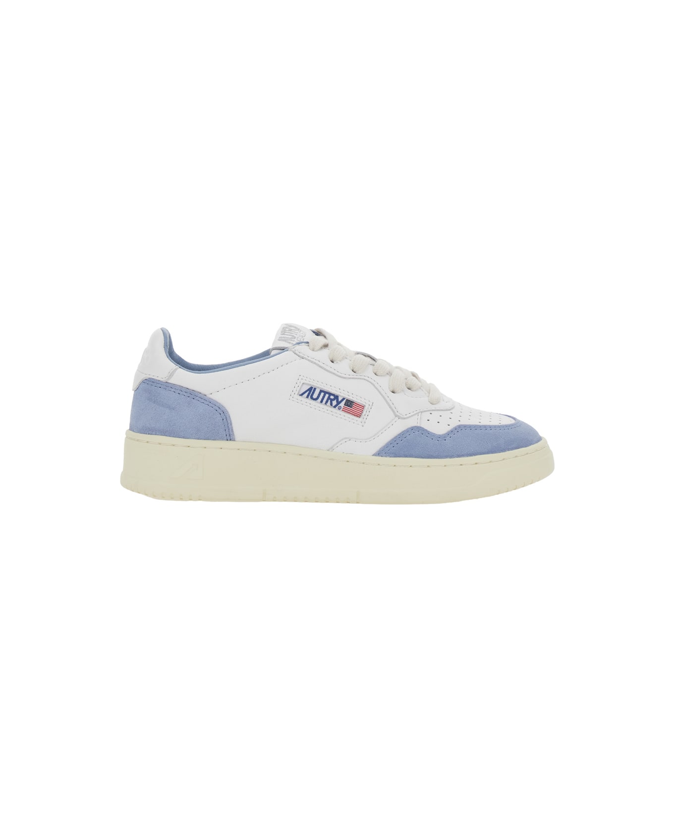 Autry 'medalist' White Low Top Sneakers With Logo Detail In Leather And Suede Woman - White