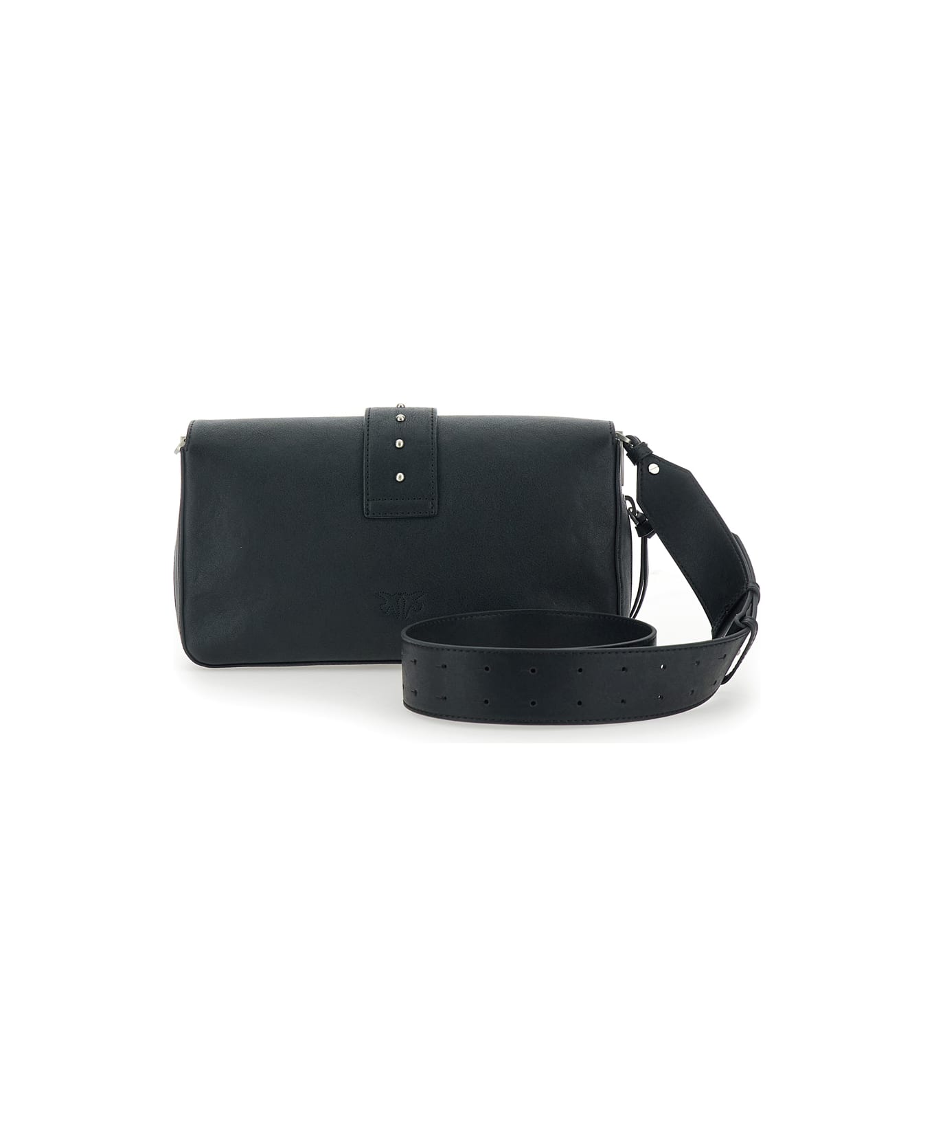 Pinko 
love One
 Black Crossbody Bag With Love Birds Buckle And Adjustable Shoulder Strap In Leather Woman - Black
