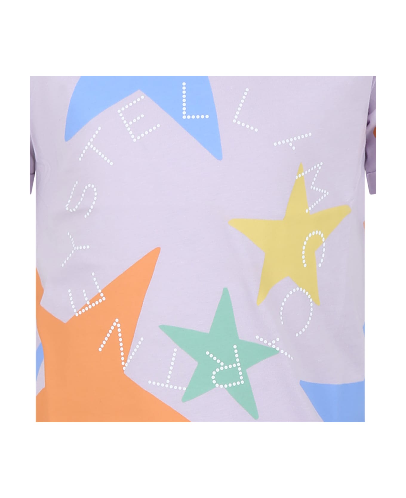 Stella McCartney Kids Purple T-shirt For Girl With Stars And Logo - Violet