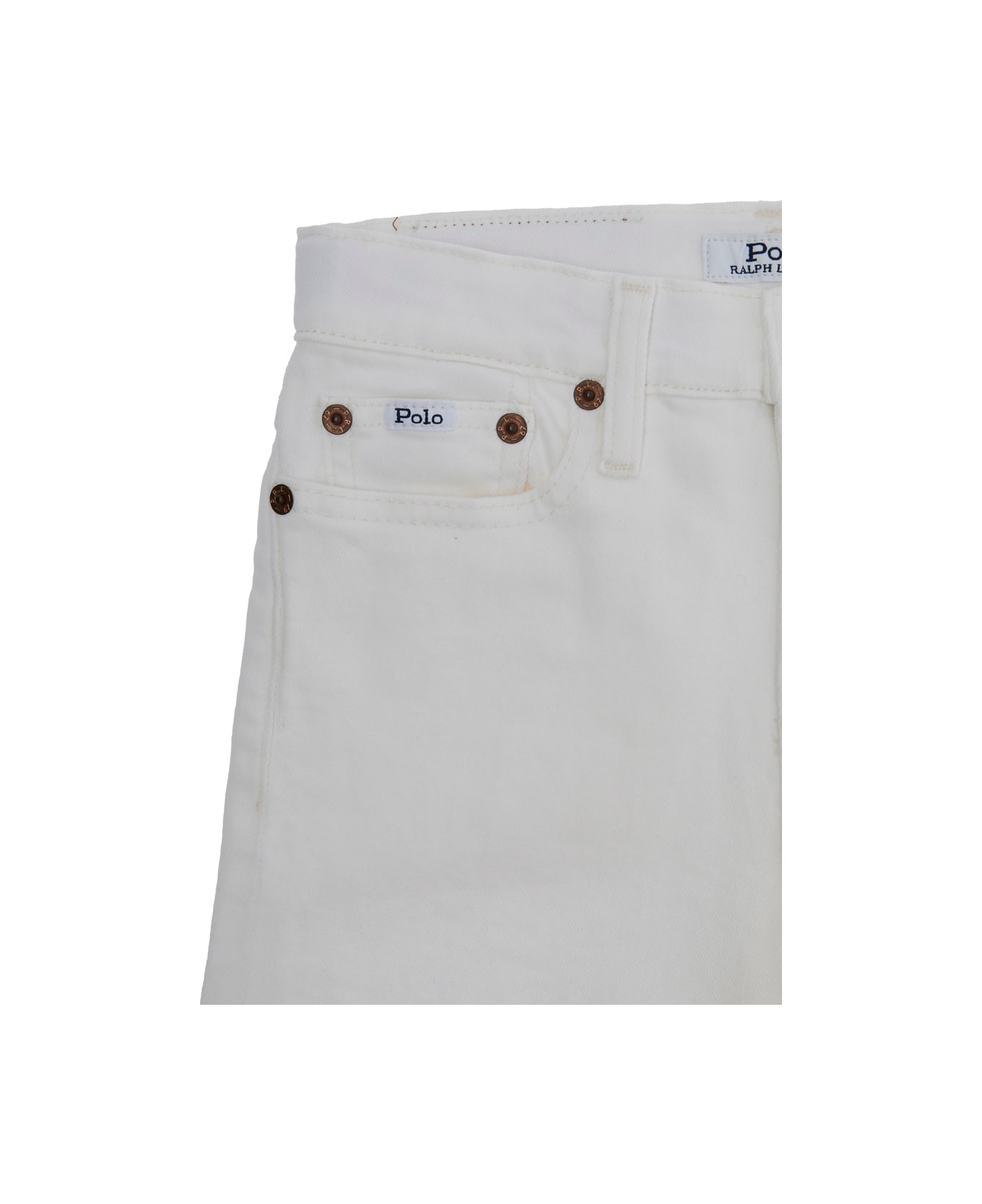 Polo Ralph Lauren 
sullivan
 White Jeans With Logo Patch On Front And Rear In Denim Boy - White