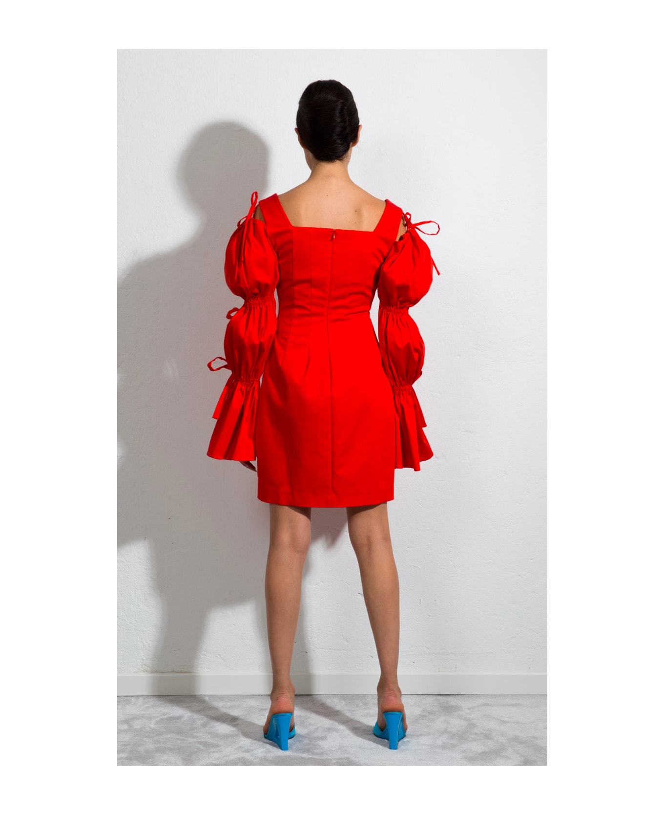Sara Battaglia Puffy Sleeves Dress - Aperol