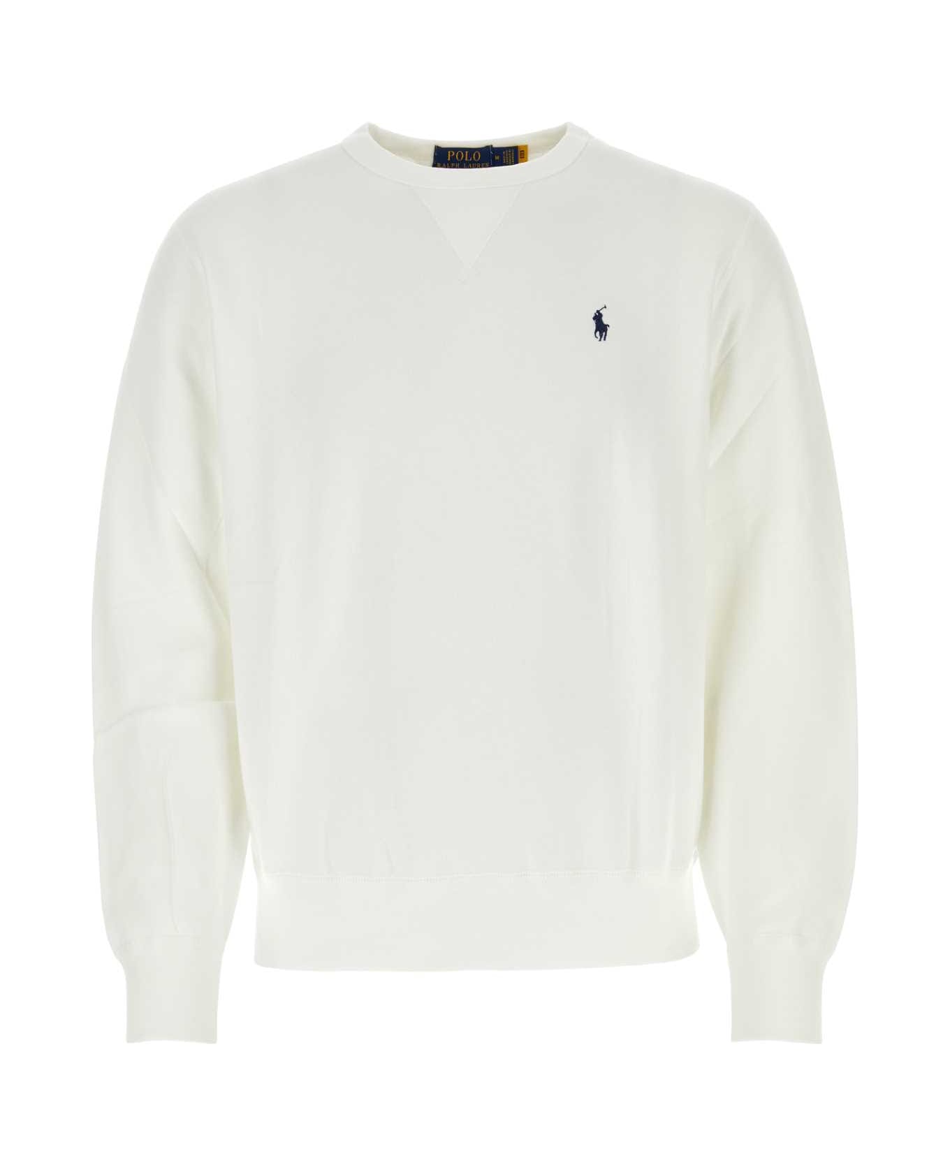 Ralph Lauren White Cotton Blend Oversize Sweatshirt - WHITE/C7996