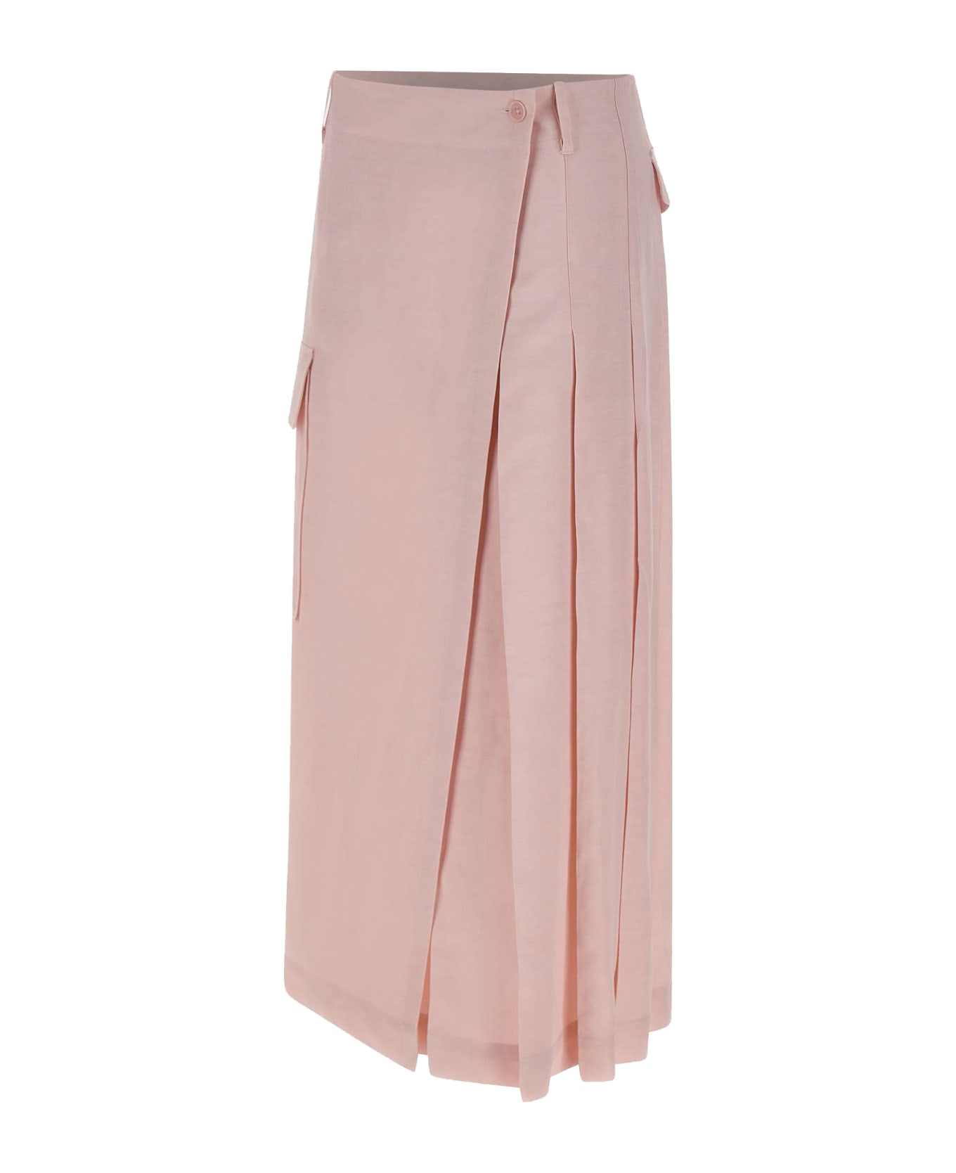 Parosh "raisa24" Linen And Viscose Skirt - PINK