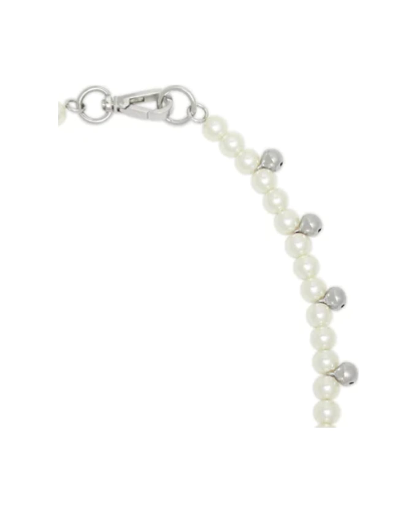 Simone Rocha Bell Charm And Pearl Necklace - Pearl ネックレス