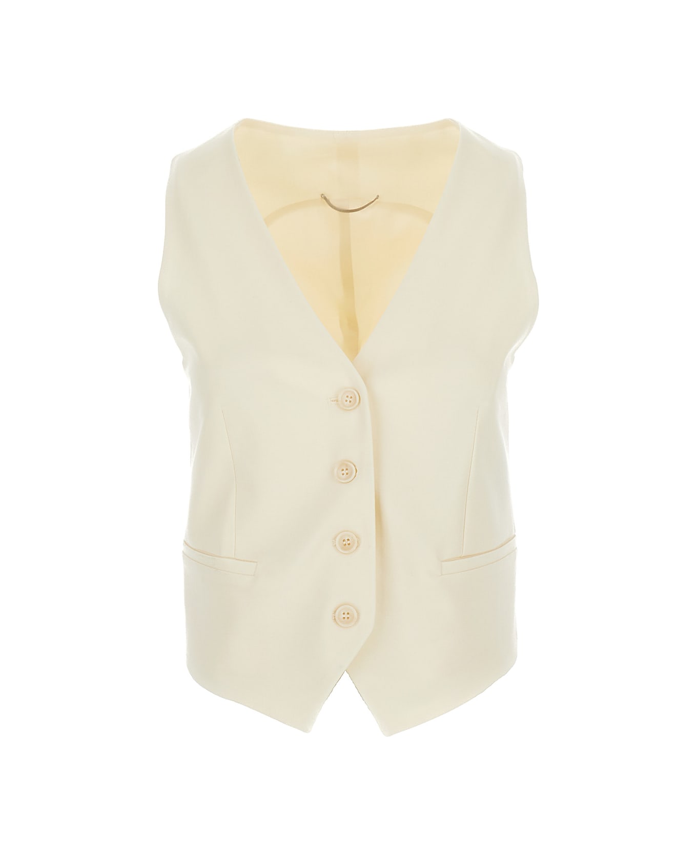 PT Torino Cream White Single-breasted Vest In Wool Man - White ベスト