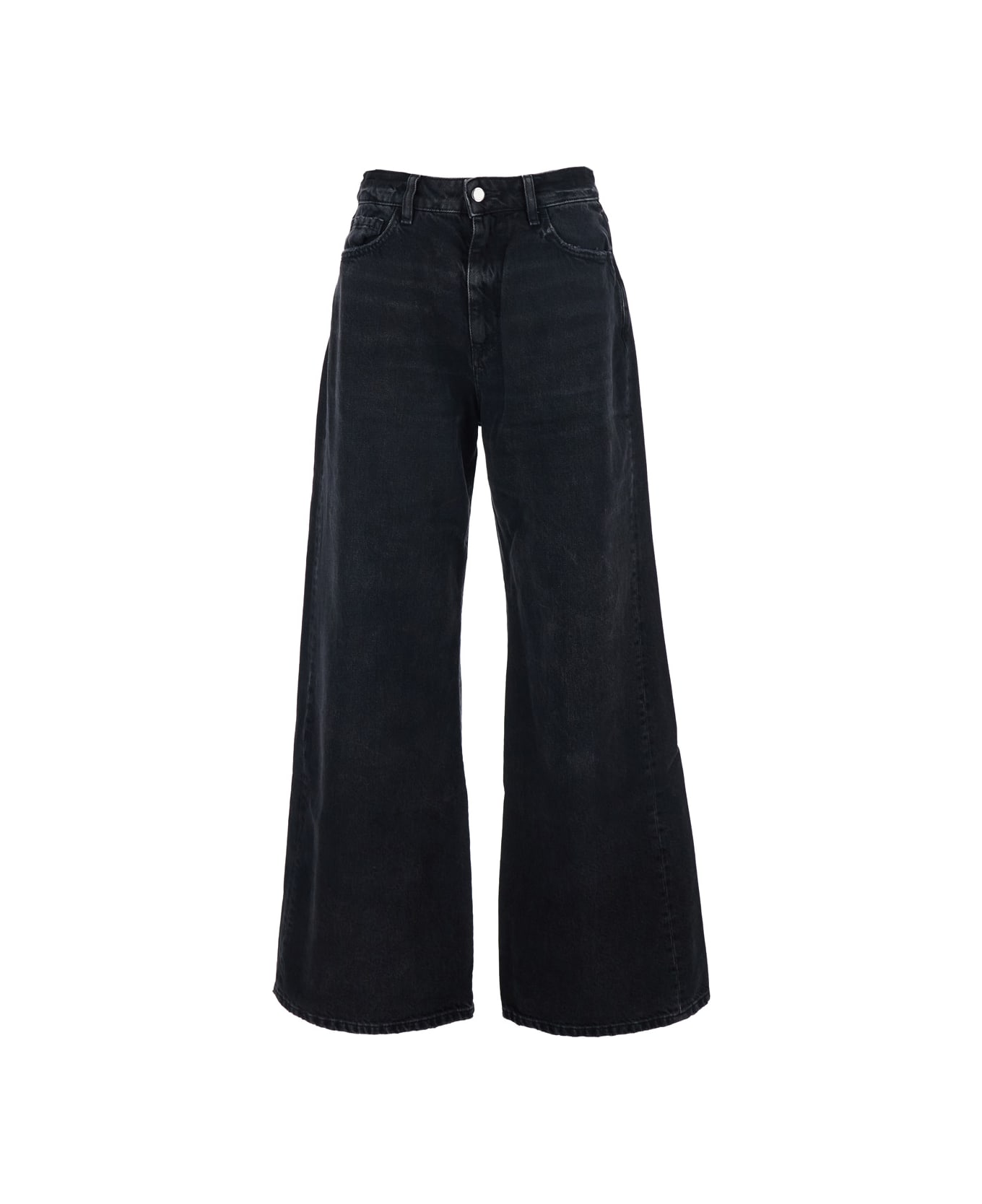 Icon Denim 
debby
 Black Jeans With Wide Leg And Logo Patch On The Rear In Denim Woman - Black