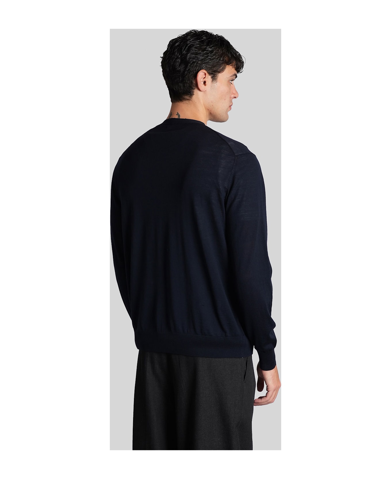 Ballantyne Cardigan In Blue Wool - blue