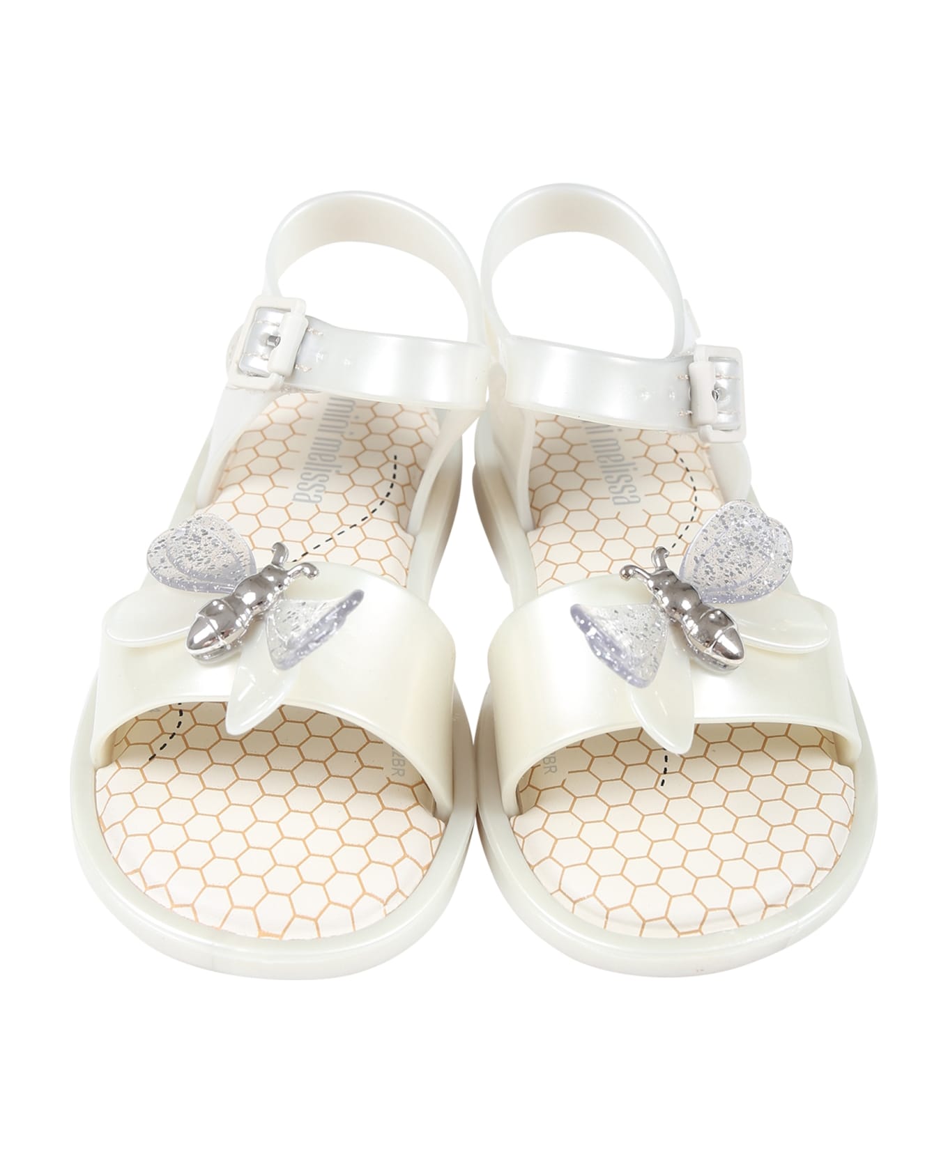 Melissa White Sandals For Girl With Butterfly - White