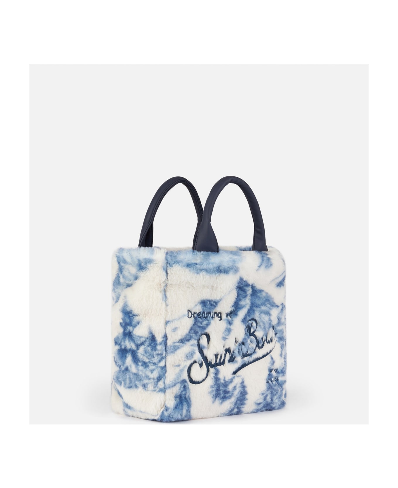 MC2 Saint Barth Furry Soft Mini Vanity Bag With Toile De Jouy Print - WHITE
