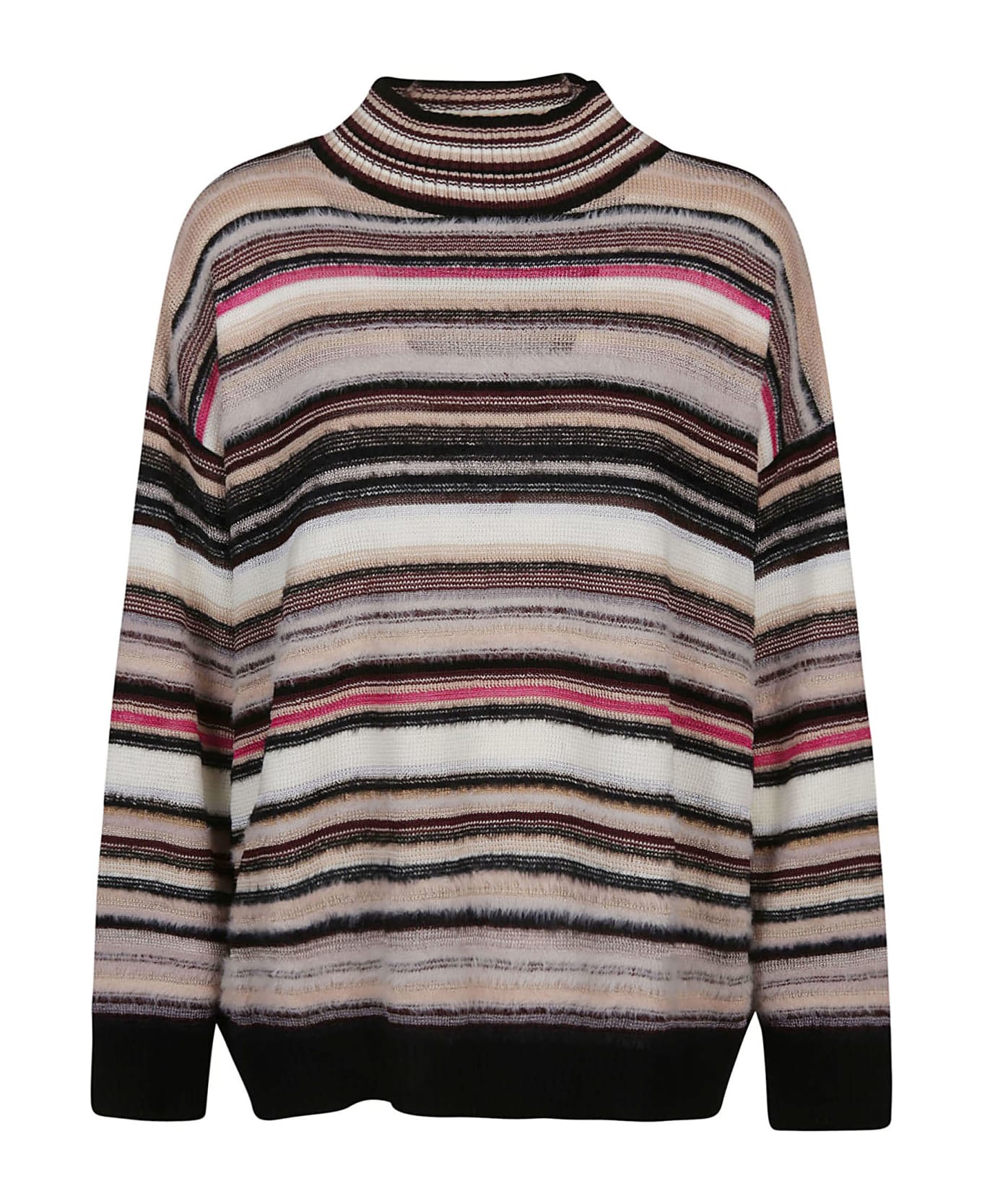 Missoni Turtle Neck Sweater - W Multicolor Beige/fucsia/nero