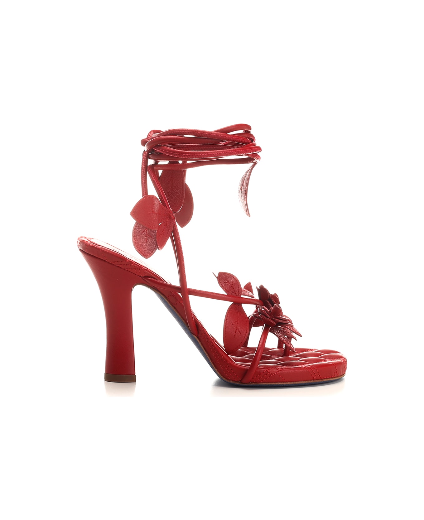 Burberry 'ivy Flora' Heeled Leather Sandals - RED
