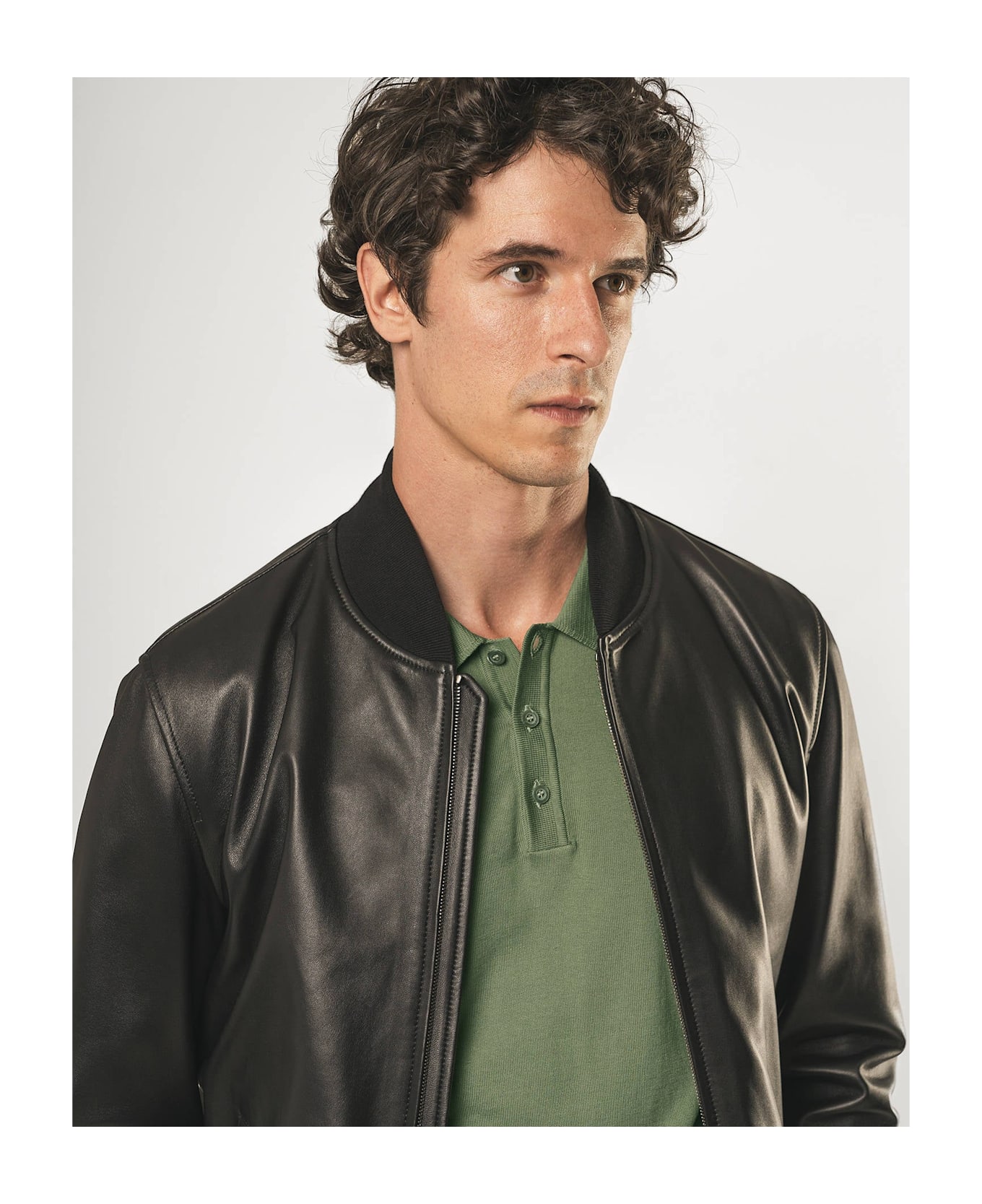 Larusmiani Notthingam Bomber Leather Jacket - Black