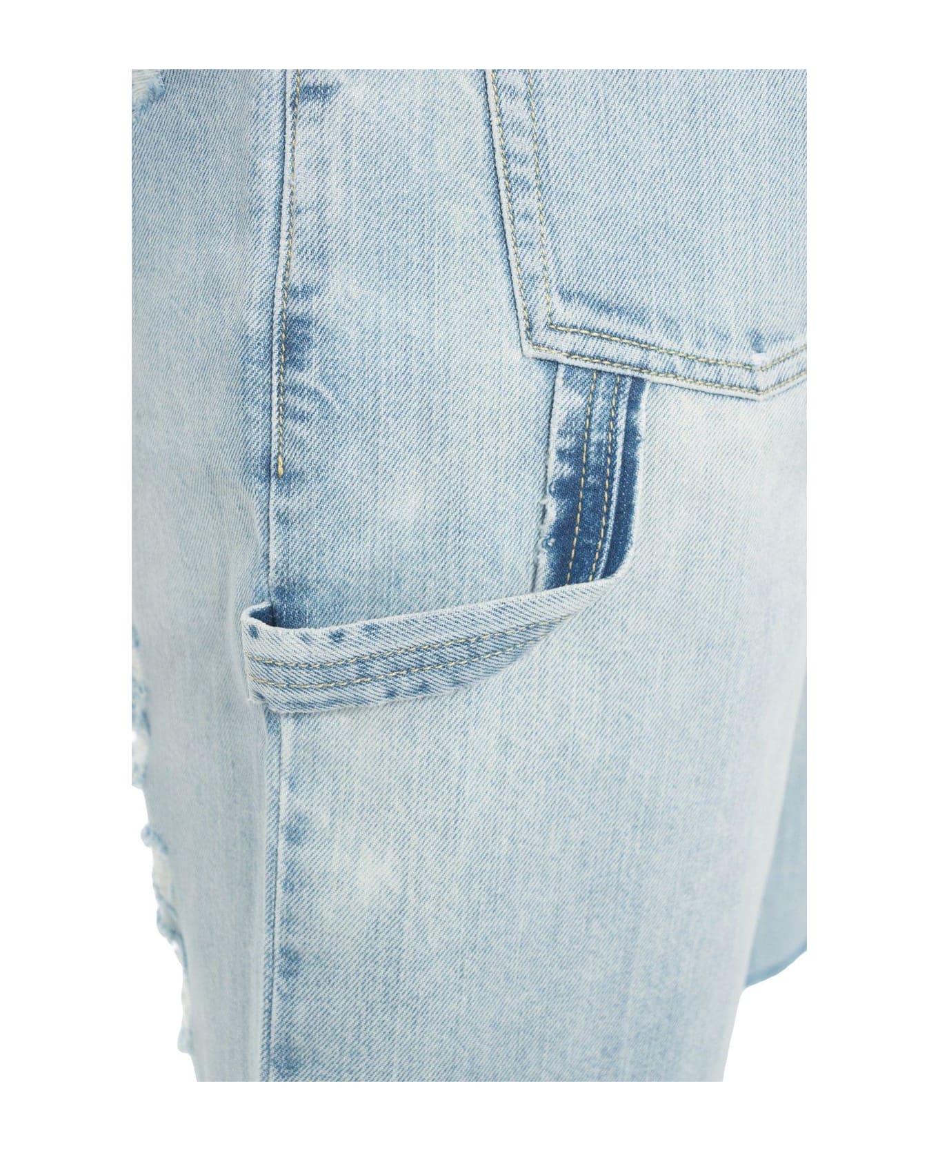 Golden Goose Distressed Denim Bermuda Shorts - Blue