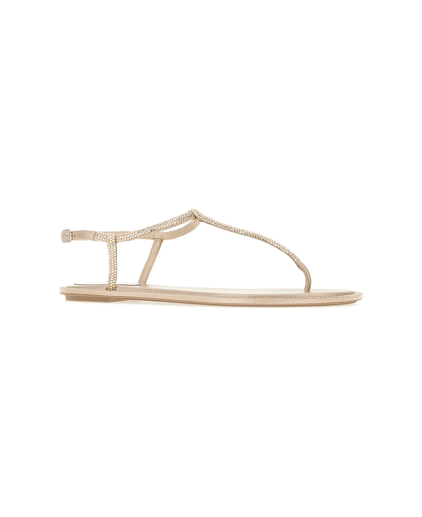 René Caovilla Sand Satin And Leather Diana Sandals - Beige