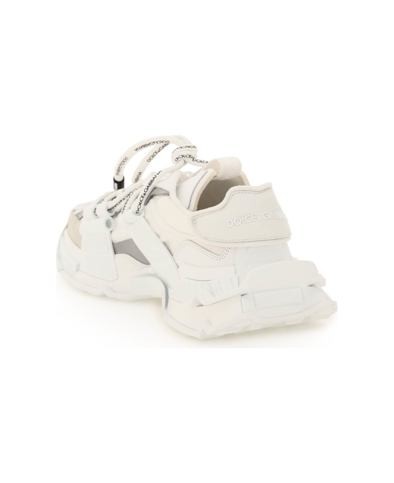 Dolce & Gabbana Multi Material Space Sneakers - WHITE/GREY