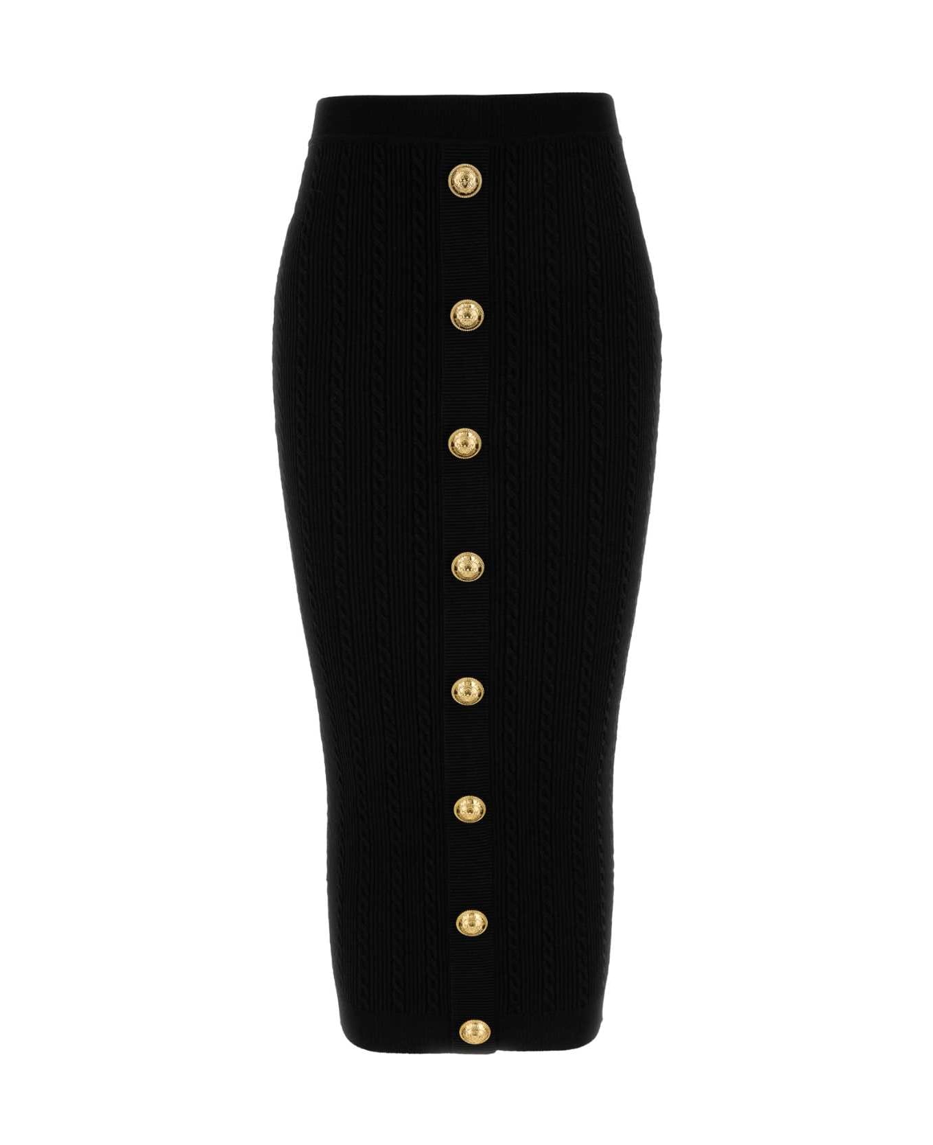 Balmain Black Viscose Blend Skirt - NOIR