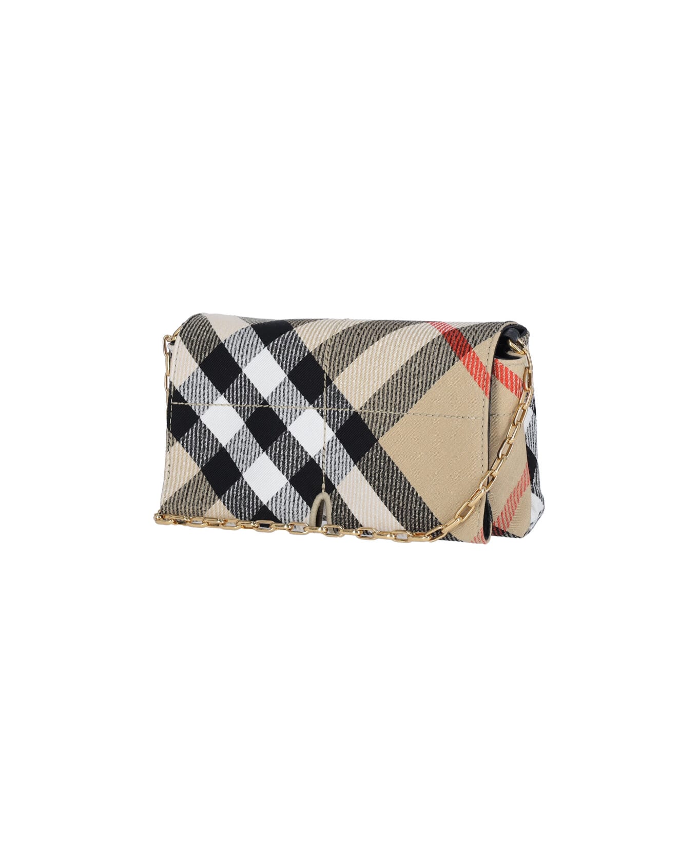 Burberry 
check
 Crossbody Bag In Beige Polyester Blend - Beige