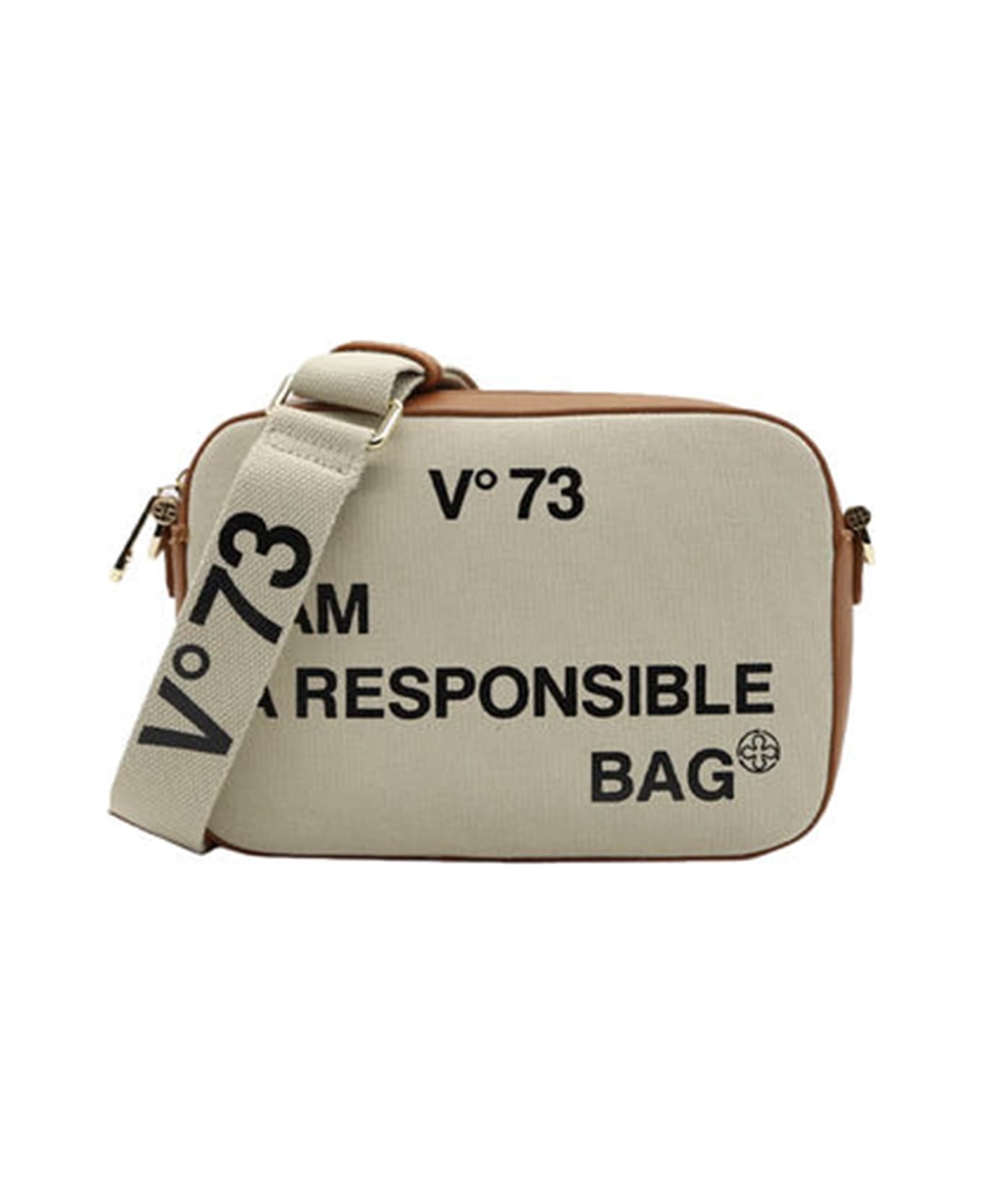 V73 Responsibility Shoulder Bag In Cotton - NATURALE/CUOIO