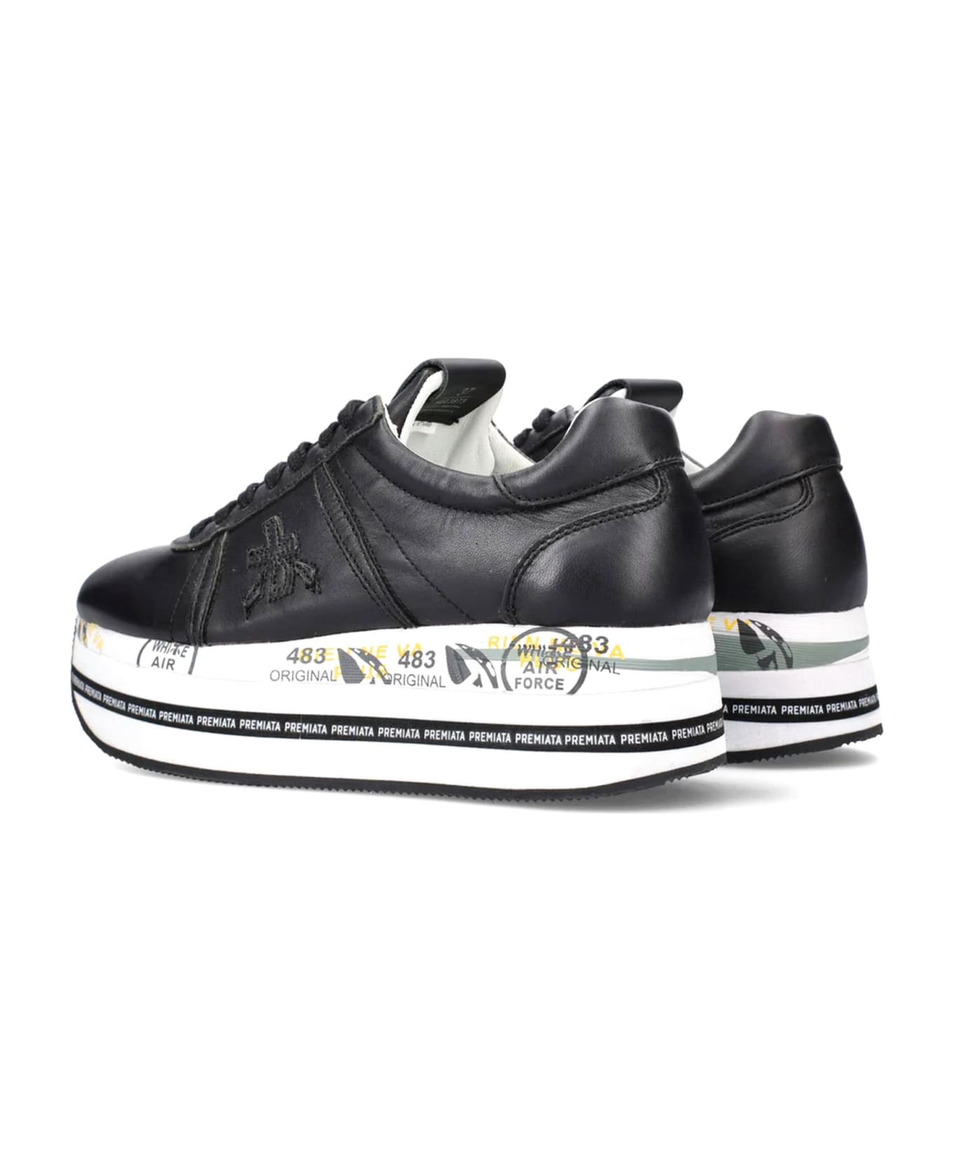 Premiata Black Leather Beth Sneakers - Black