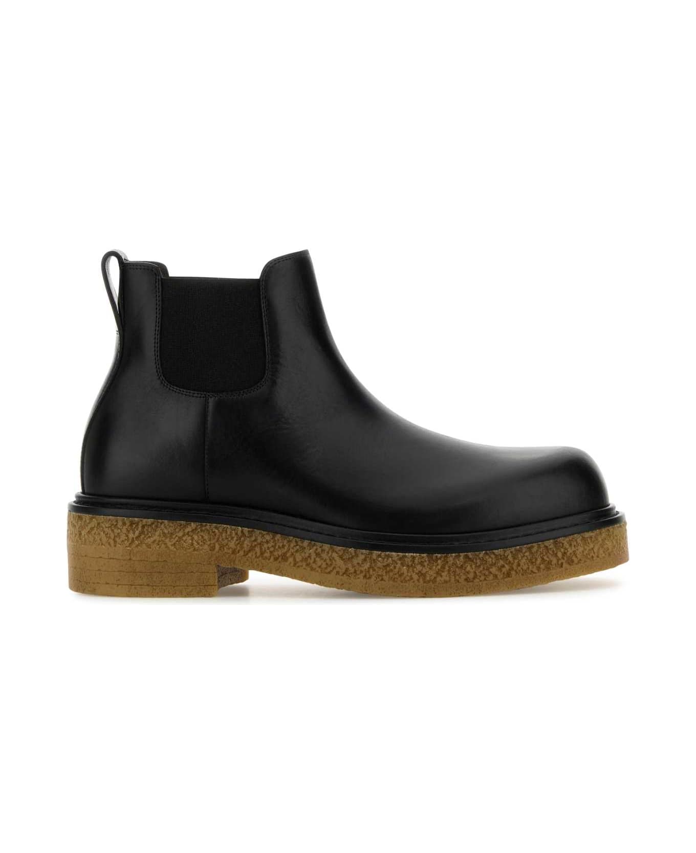 Bottega Veneta Black Leather Haddock Ankle Boots - Black ブーツ