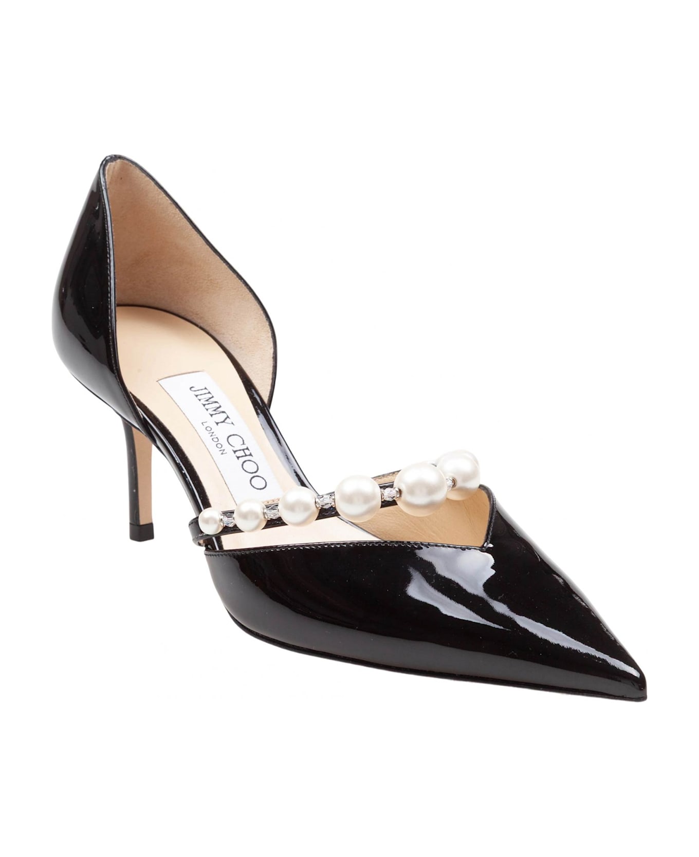 Jimmy Choo Aurelie 65 Patent Leather Pumps With Applied Pearls - Black/White