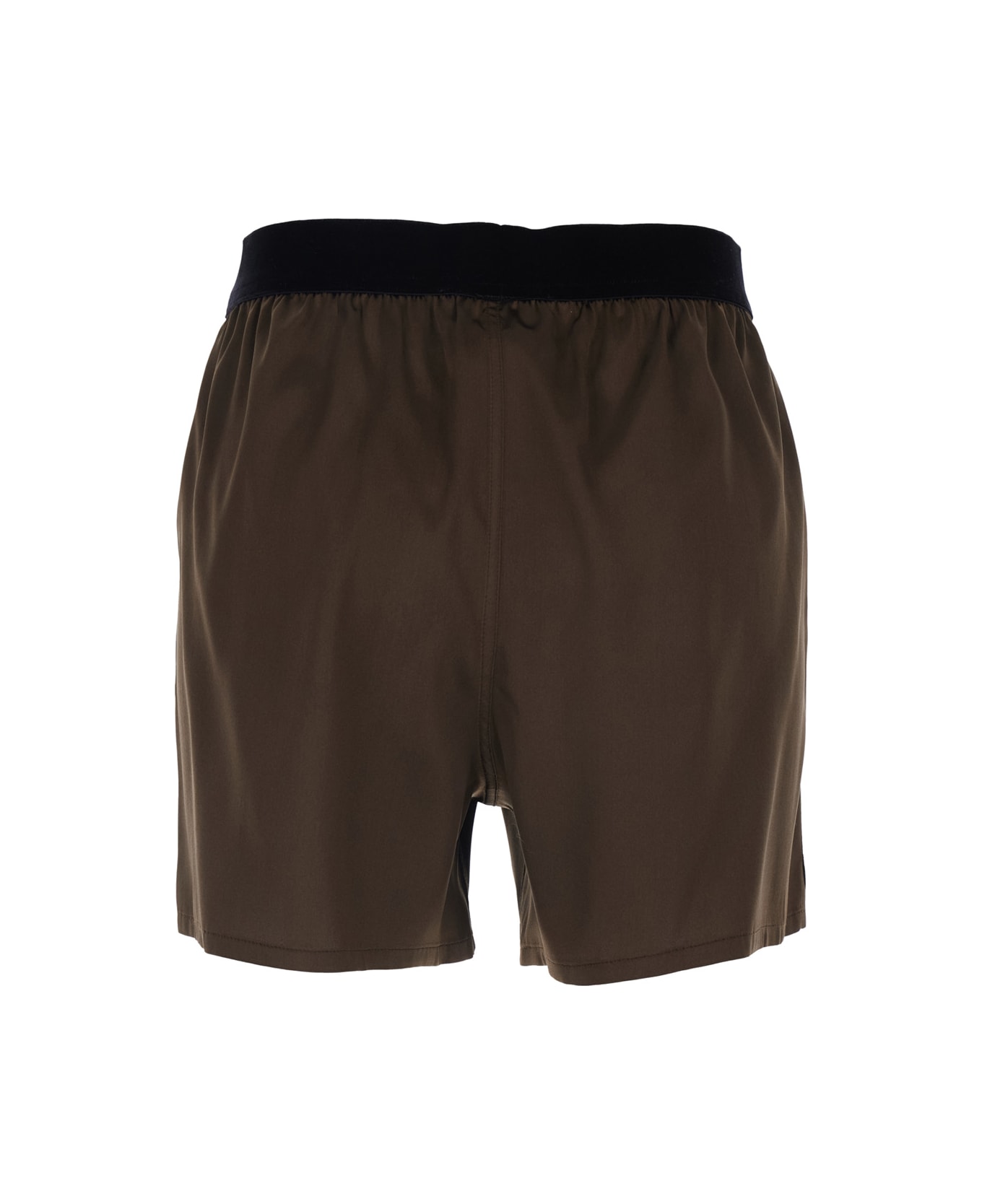 Tom Ford Brown Shorts With Elastic Waist With Logo Lettering In Silk Stretch Woman - Brown