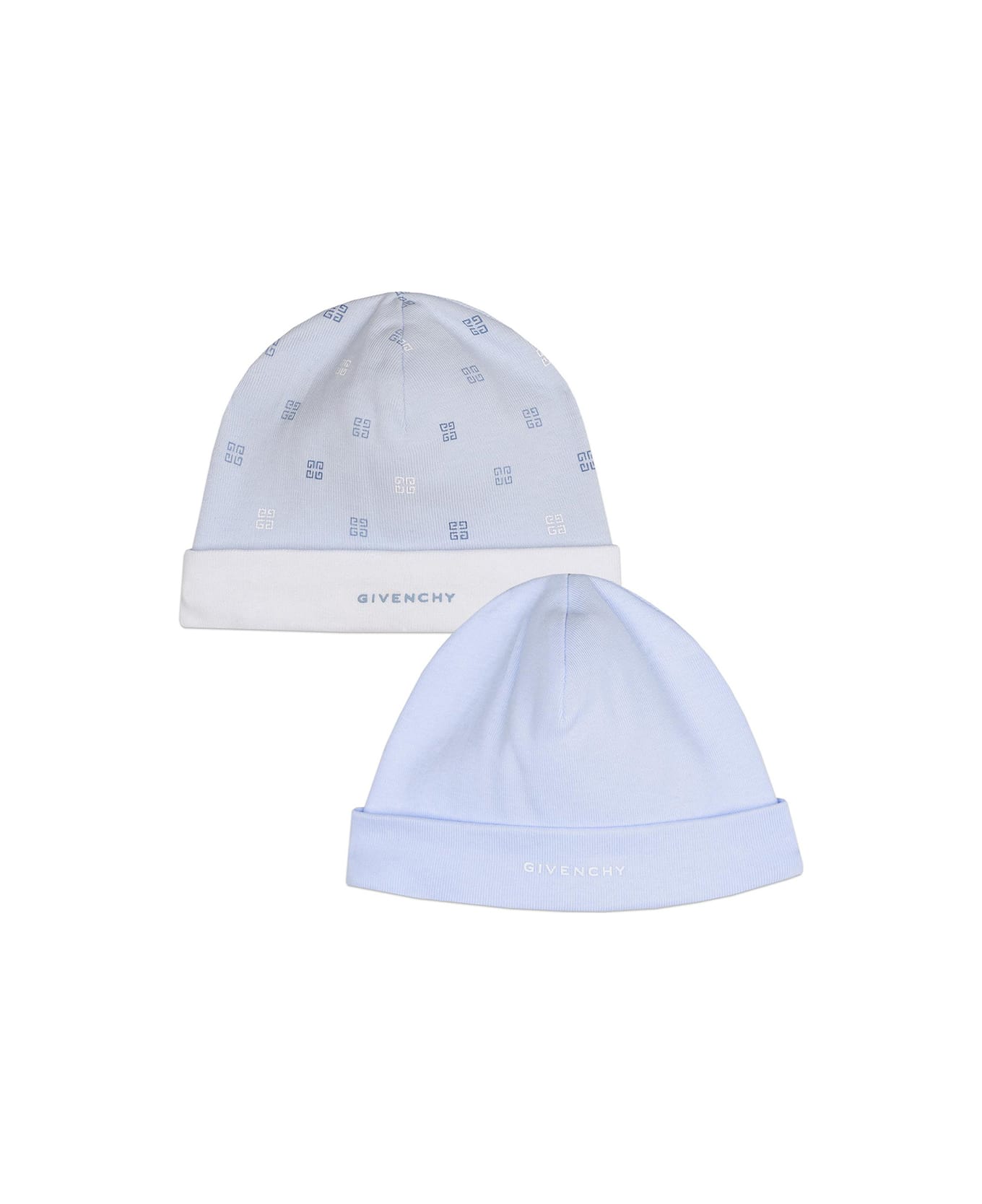 Givenchy Light Blue Hats Set With Logo And 4g Motif - Blue