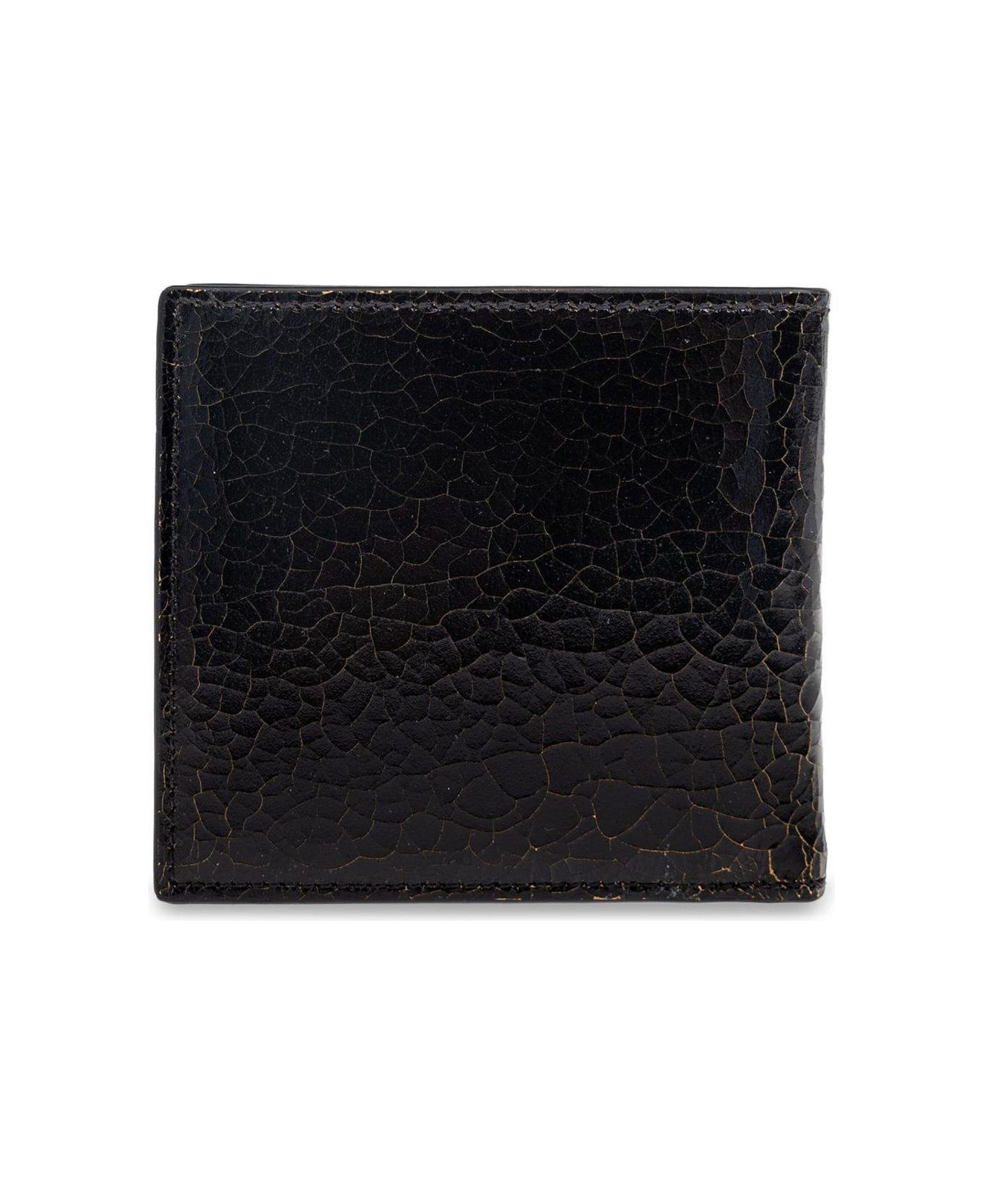 Alexander McQueen Crackled Logo Lettering Bi-fold Wallet - Nero e Beige
