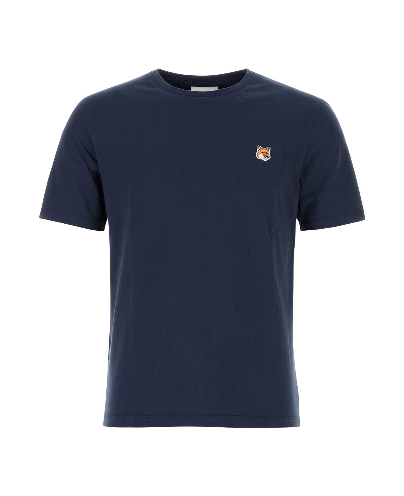 Maison Kitsuné Navy Blue Cotton T-shirt - INKBLUE