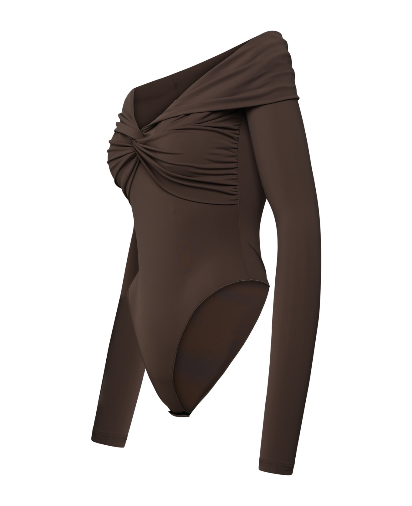 The Andamane Kendall Taupe Nylon Bodysuit - Brown