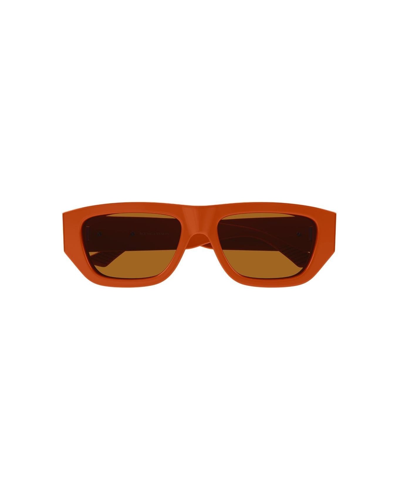 Bottega Veneta Eyewear Rectangular Frame Sunglasses - 004 orange orange brown